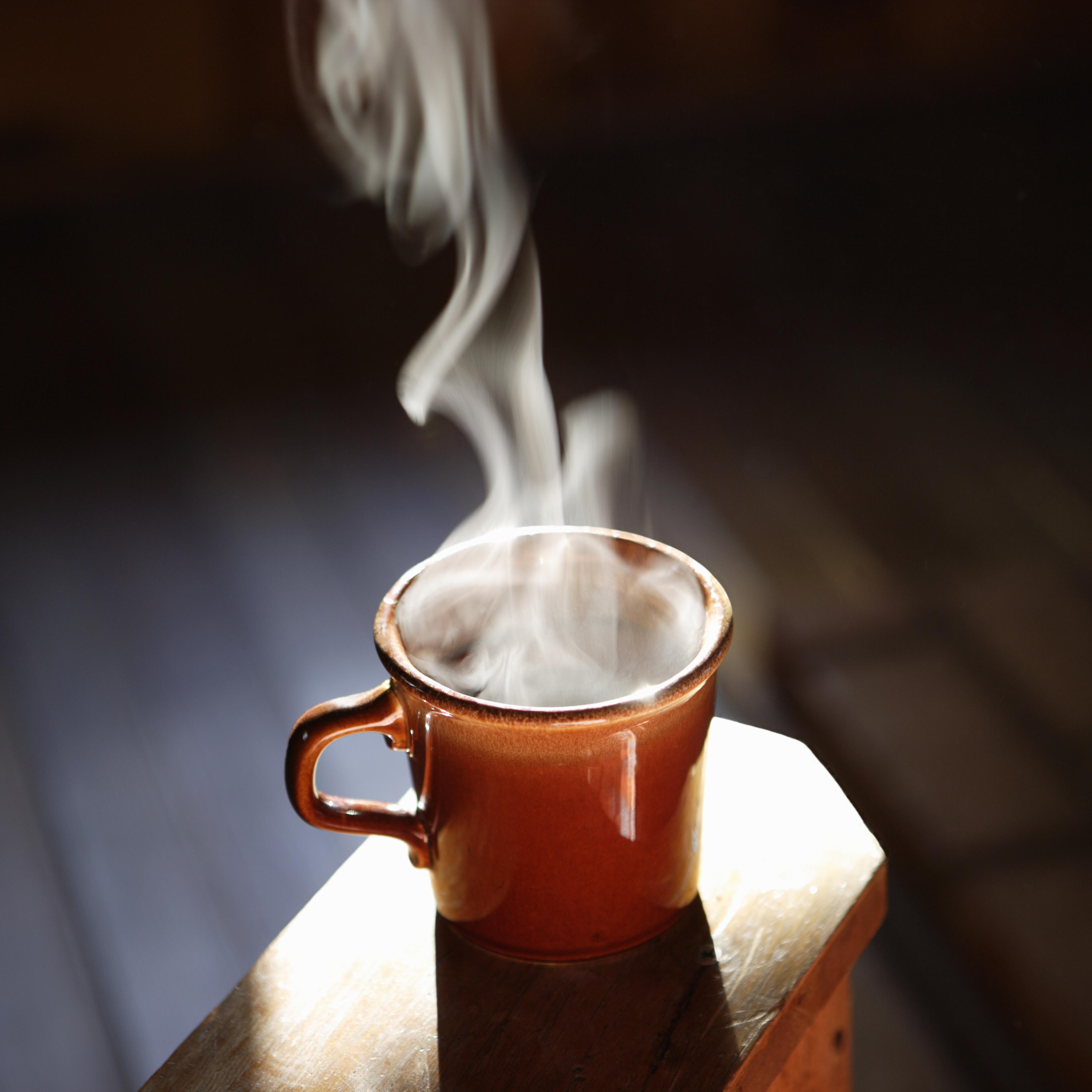 steaming coffee