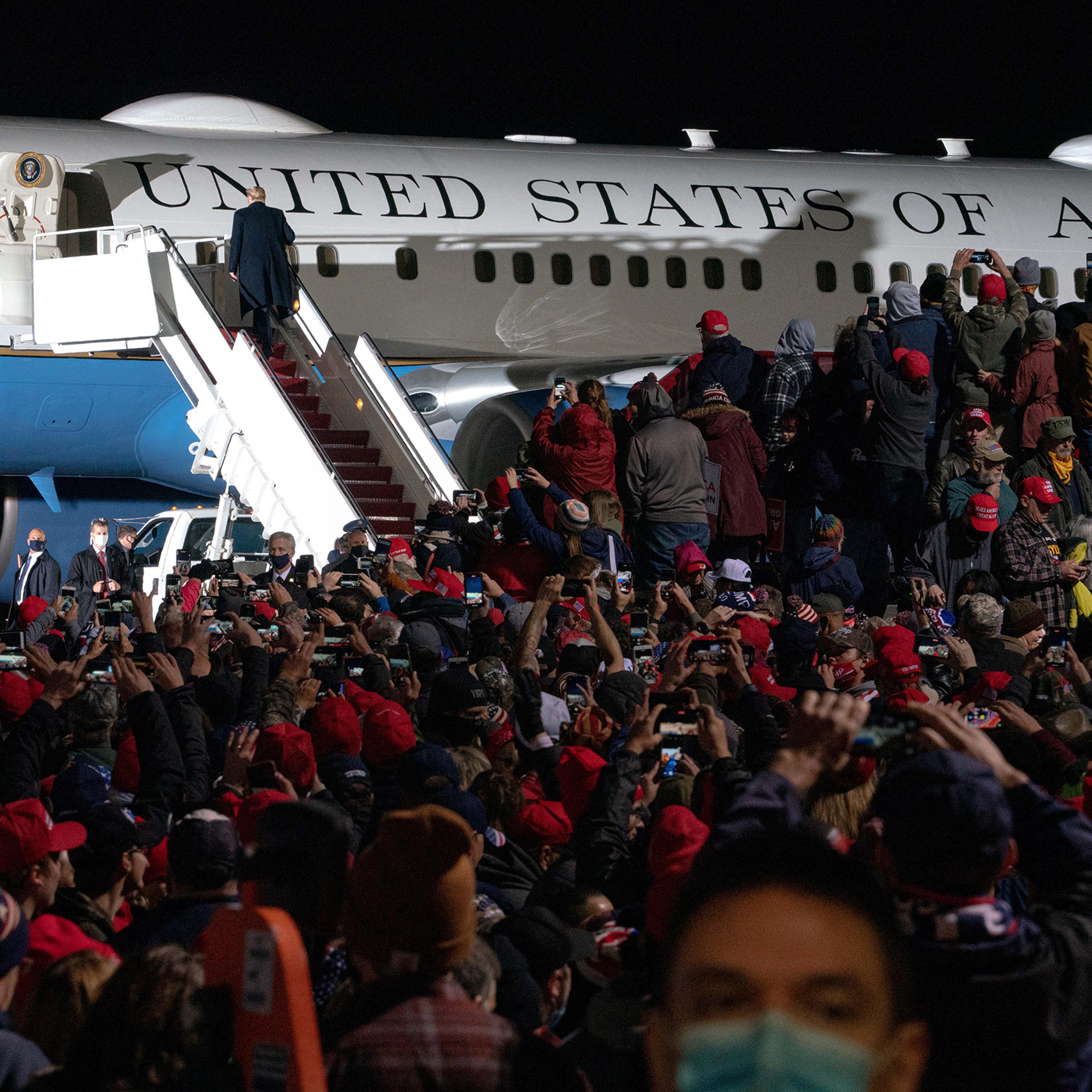 2020. Erie, Pennsylvania. USA. President Donald J. Trump gives a campaign rally in the weeks leading up the 2020 election.