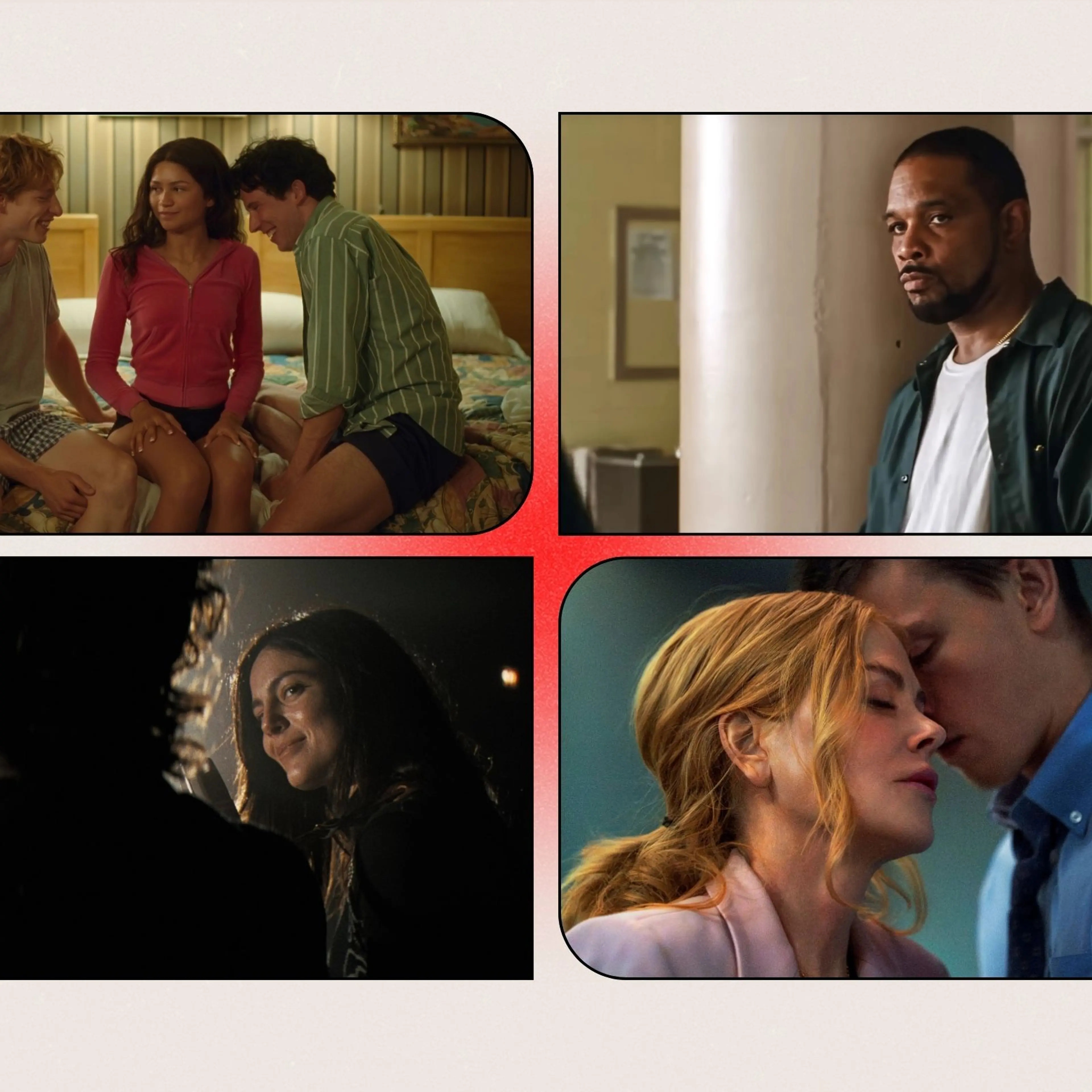 Mike Fiast, Zendaya, and Josh O'Connor in <em>Challengers</em>; Clarence Maclin in <em>Sing Sing</em>; Nicole Kidman and Harris Dickinson in <em>Babygirl</em>; Monica Barbaro in <em>A Complete Unknown</em>