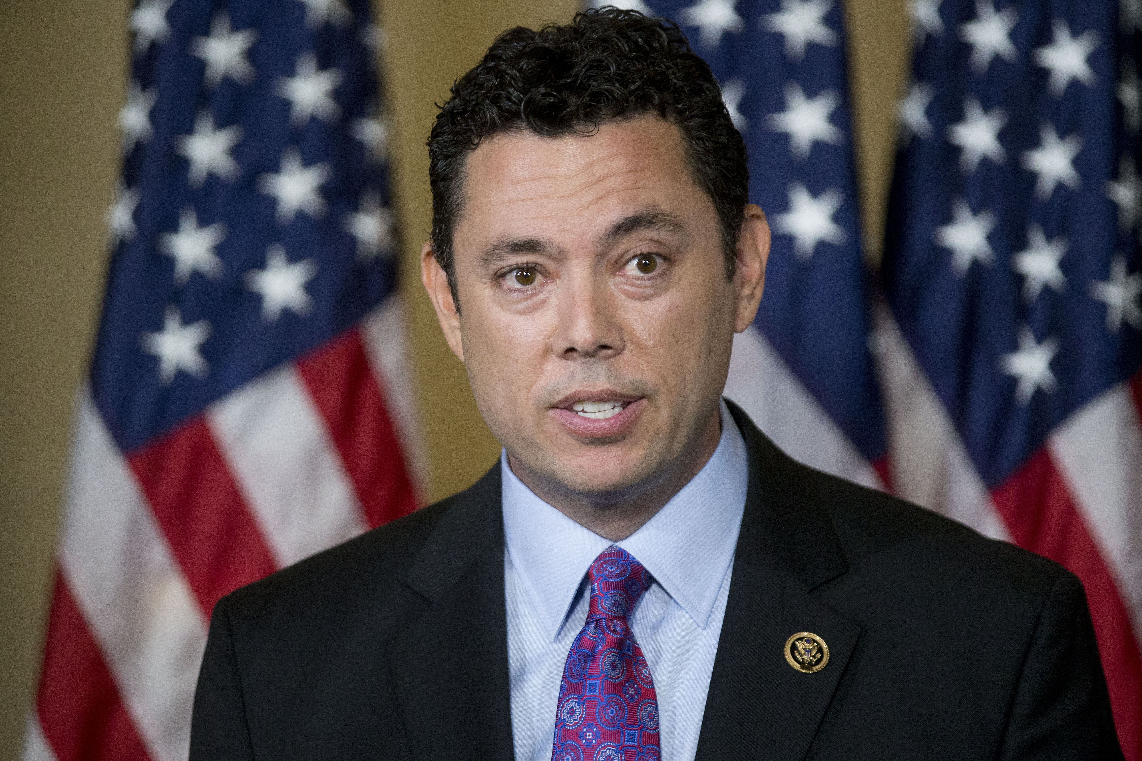 Representative Jason Chaffetz, a Republican from Utah, speaks to members of the media after a closed House Republican election meeting on Capitol Hill in Washington, D.C., U.S., on Thursday, Oct. 8, 2015.