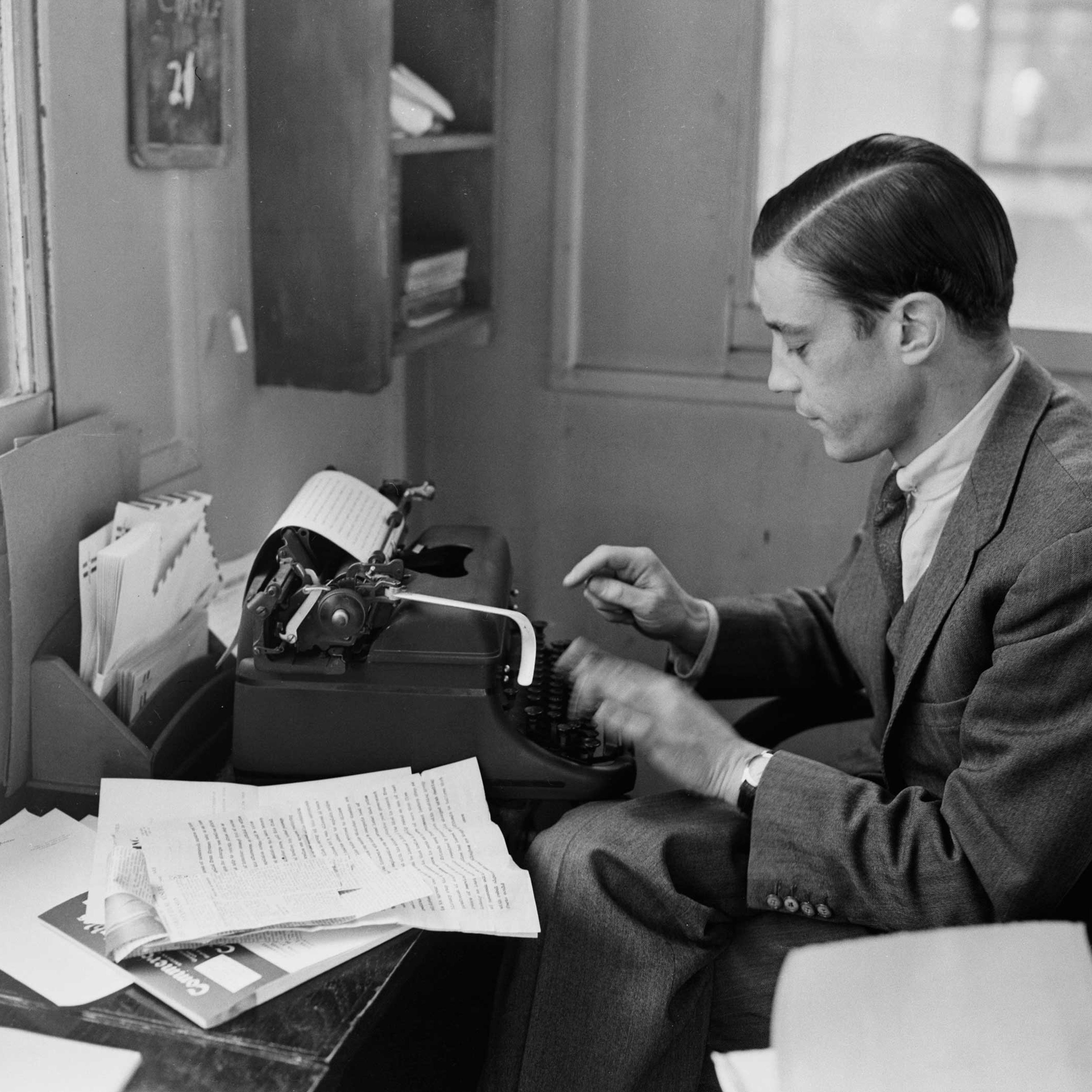 Benjamin Bradlee Working at His Typewriter