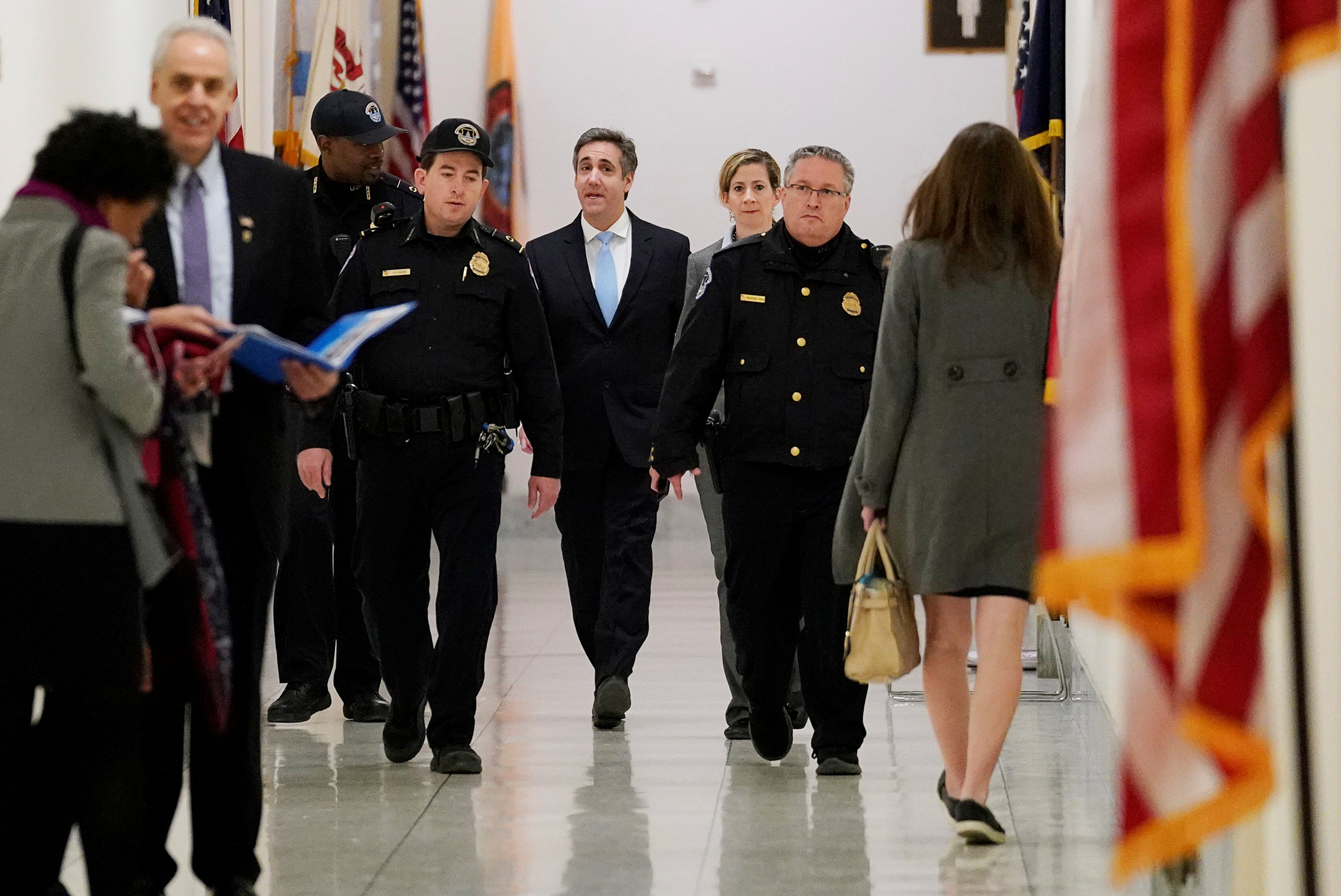 Michael Cohen arrives to testify at a House Committee on Oversight and Reform hearing on Capitol Hill in Washington, Feb. 27, 2019.