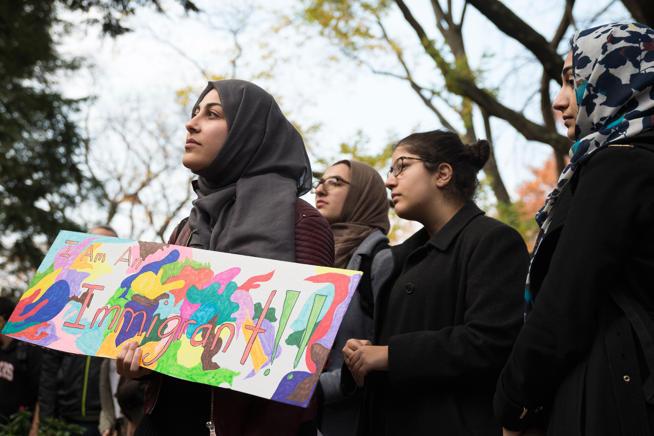 As part of a nationwide series of university student walkouts in protest of Republican President-elect Donald J. Trump's proposed policy initiatives regarding immigration and the deportation of criminal undocumented immigrants, nearly a thousand students