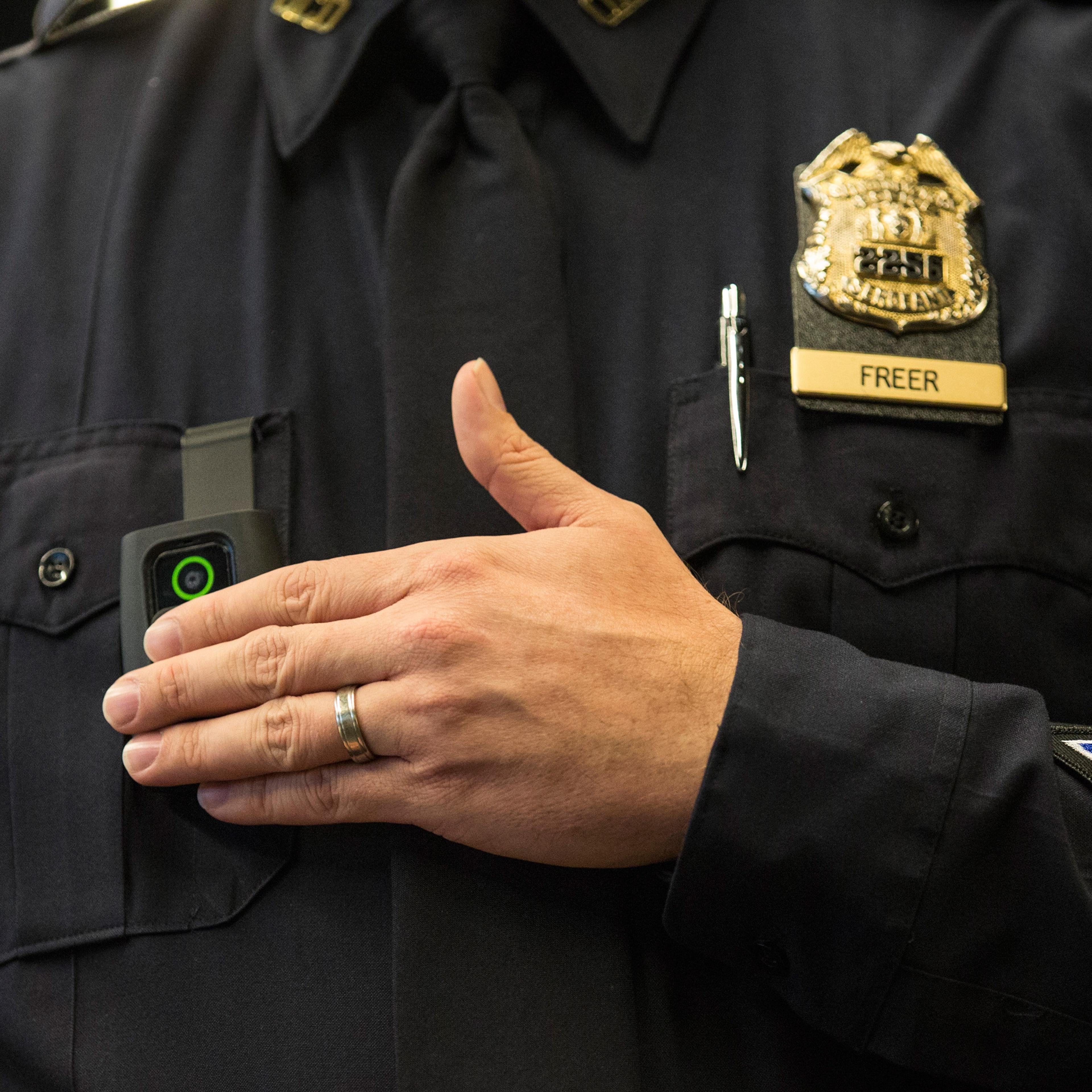 Mayor De Blasio Discusses Use Of Police Body Cameras At Police Academy In Queens