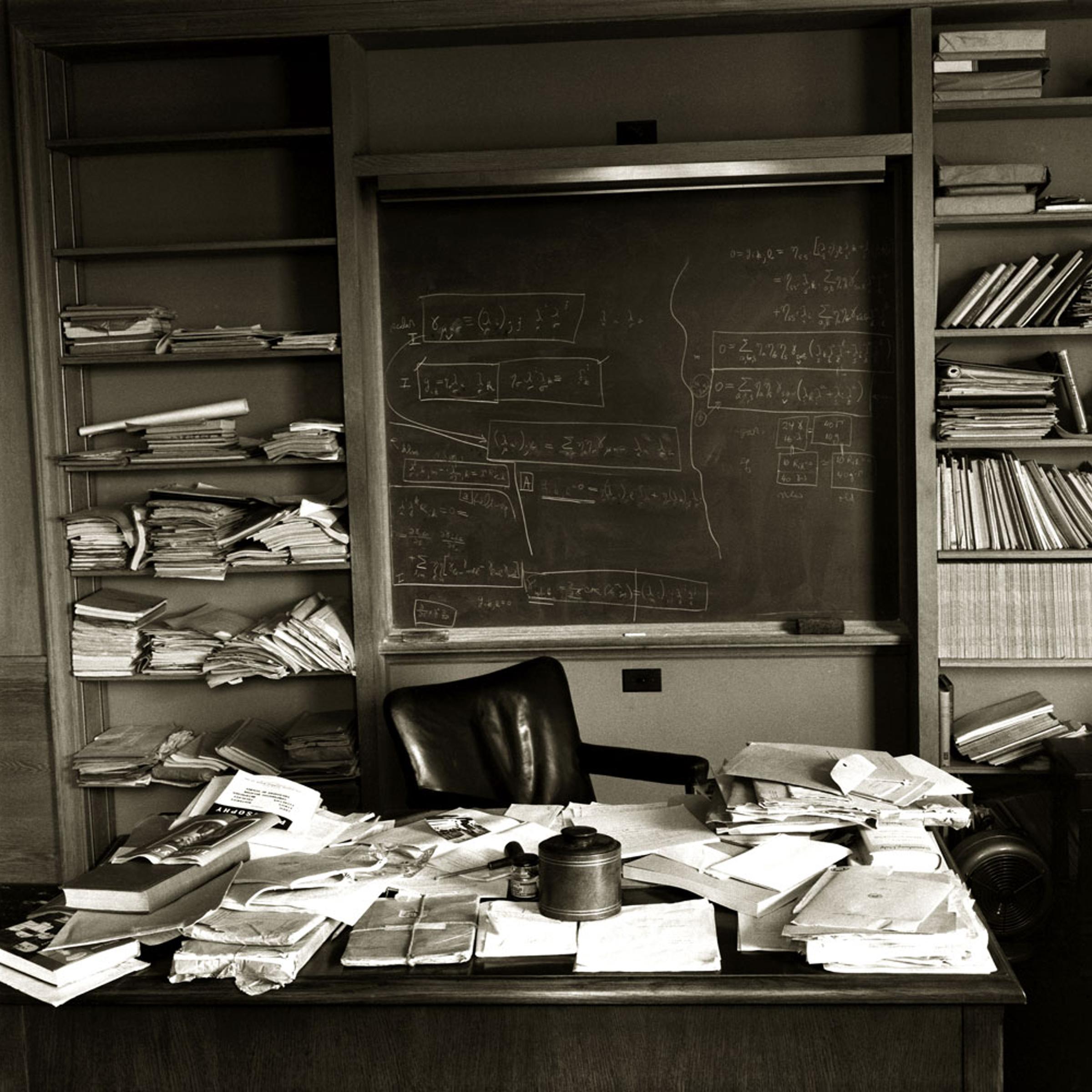 Albert Einstein's office - just as the Nobel Prize-winning physicist left it - taken mere hours after Einstein died, Princeton, New Jersey, April 1955.