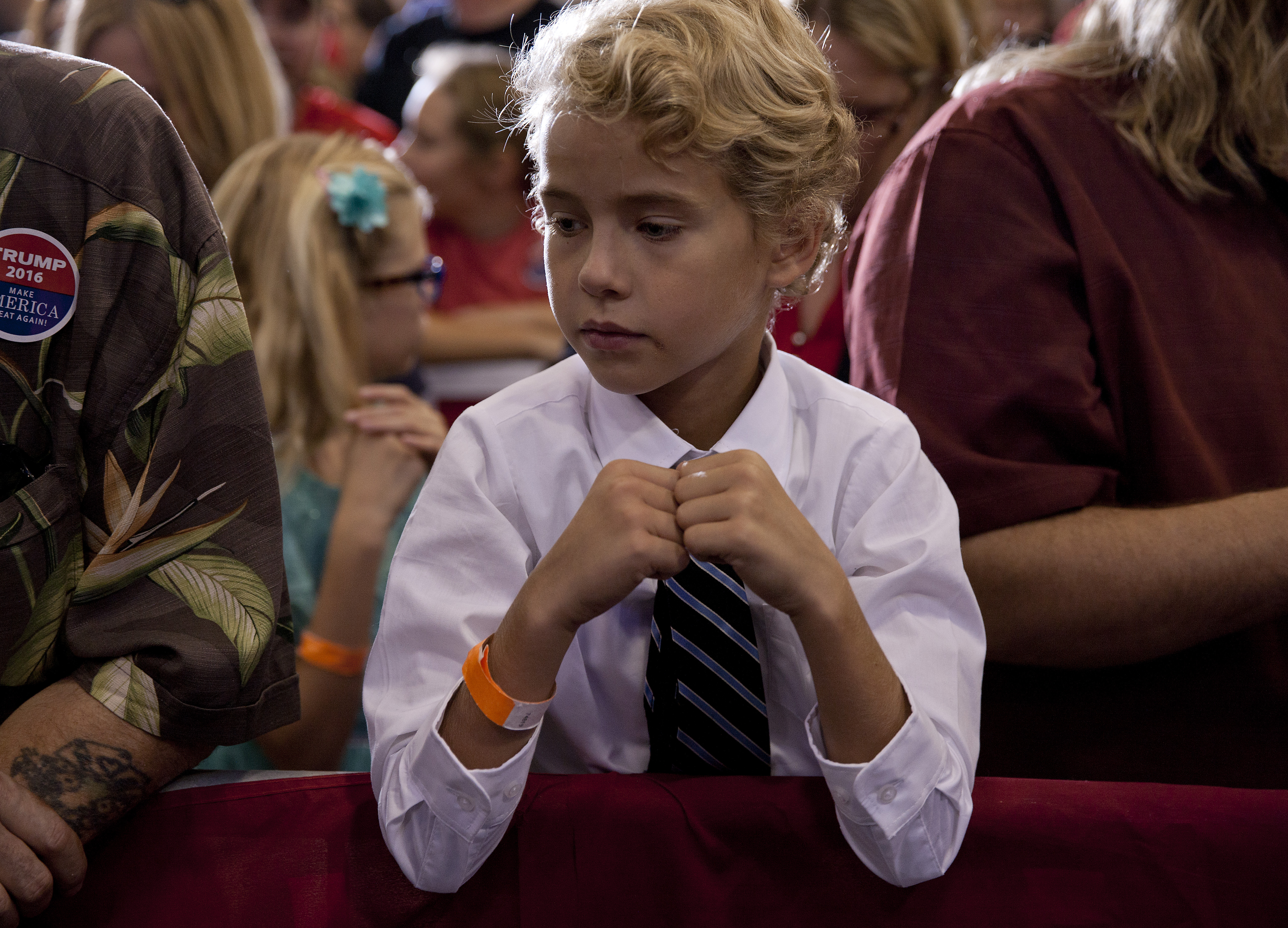 Supporters of Republican presidential candidate Donald Trump attend a rally at the Florida State Fair Grounds in Tampa, Fla. on Nov. 5, 2016.
