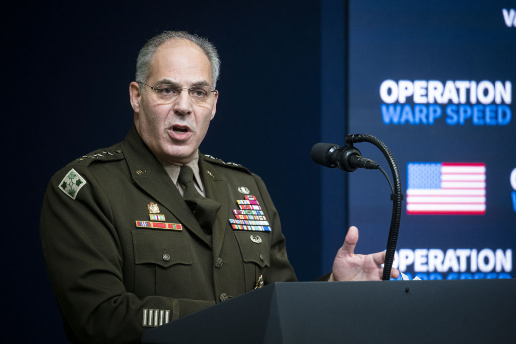 Gus Perna speaks at a White House vaccine summit on Dec. 8, 2020