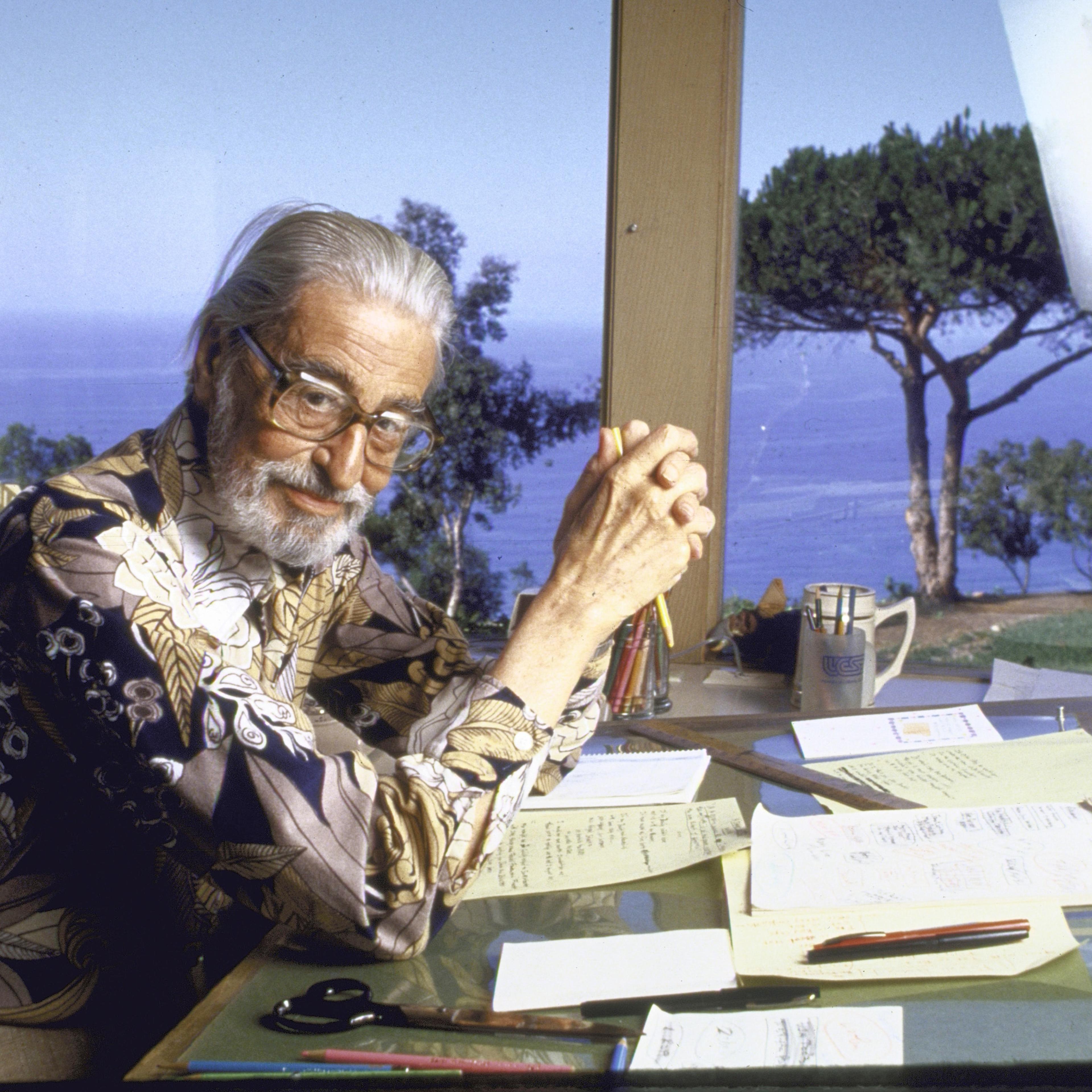 Author Theodore Geisel ("Dr Seuss") at home