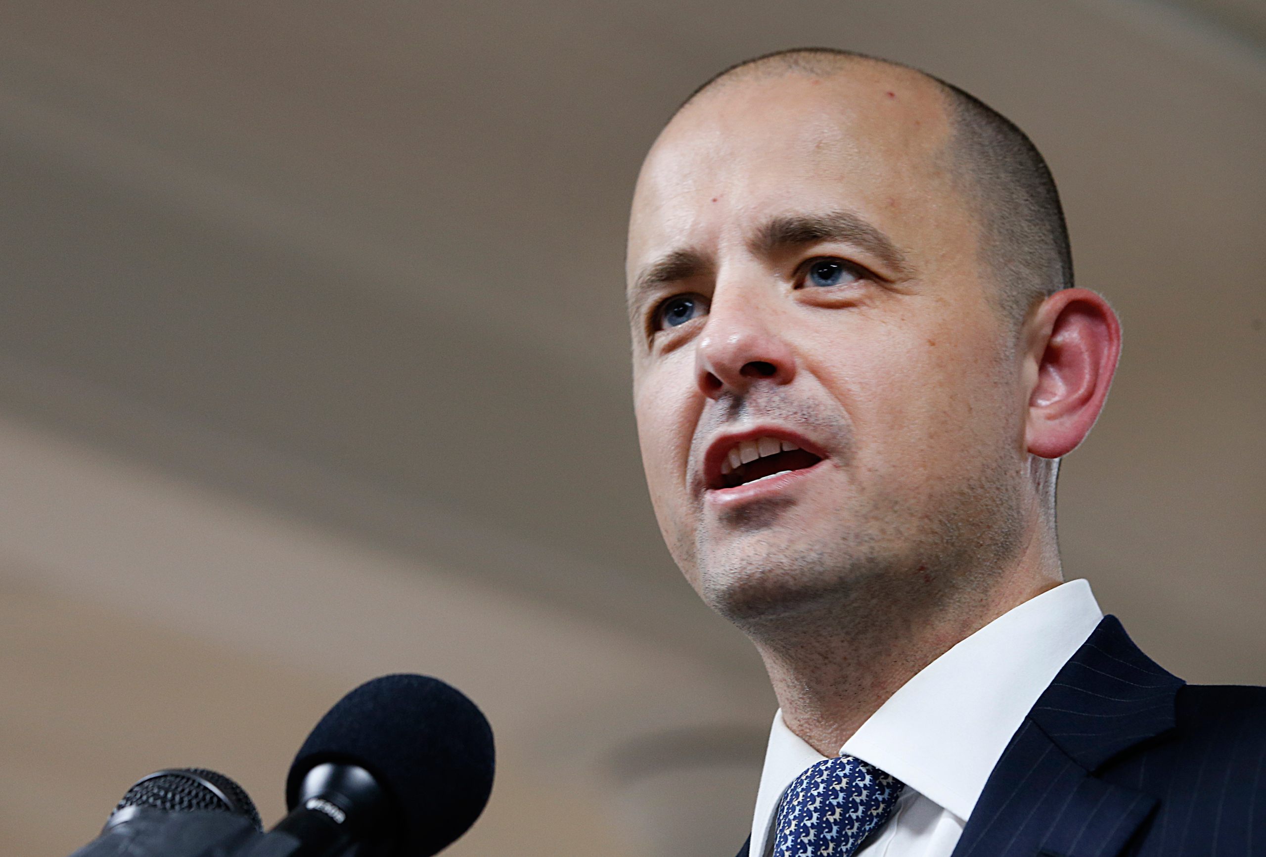 SALT LAKE CITY, UT - AUGUST 10: Former CIA agent Evan McMullin announces his presidential campaign as an Independent candidate on August 10, 2016 in Salt Lake City, Utah. Supporters gathered in downtown Salt Lake City for the launch of his Utah petition 