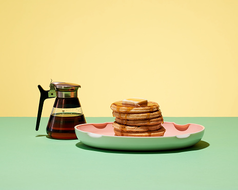 Plate of pancakes with syrup