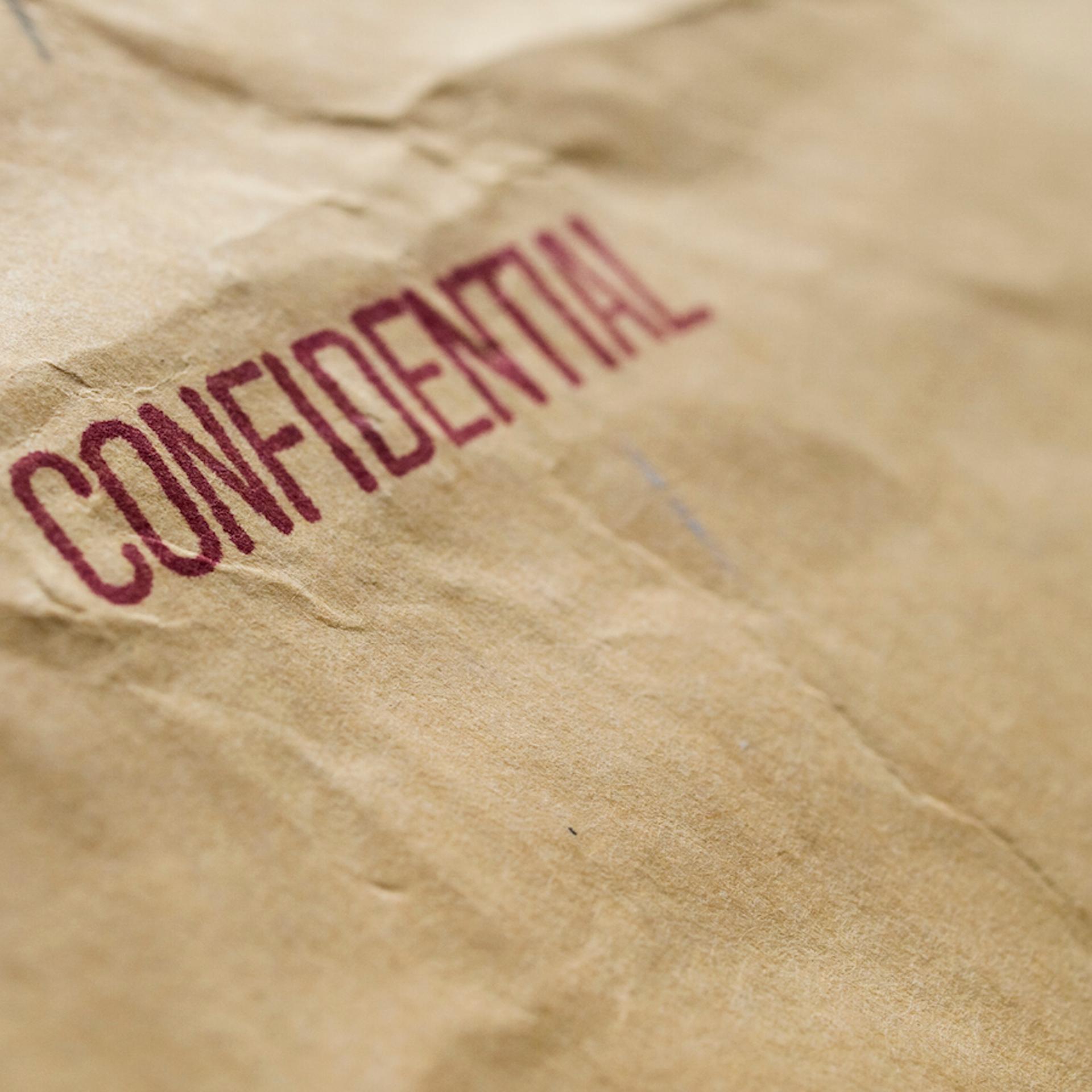 CONFIDENTIAL stamped on an envelope or package