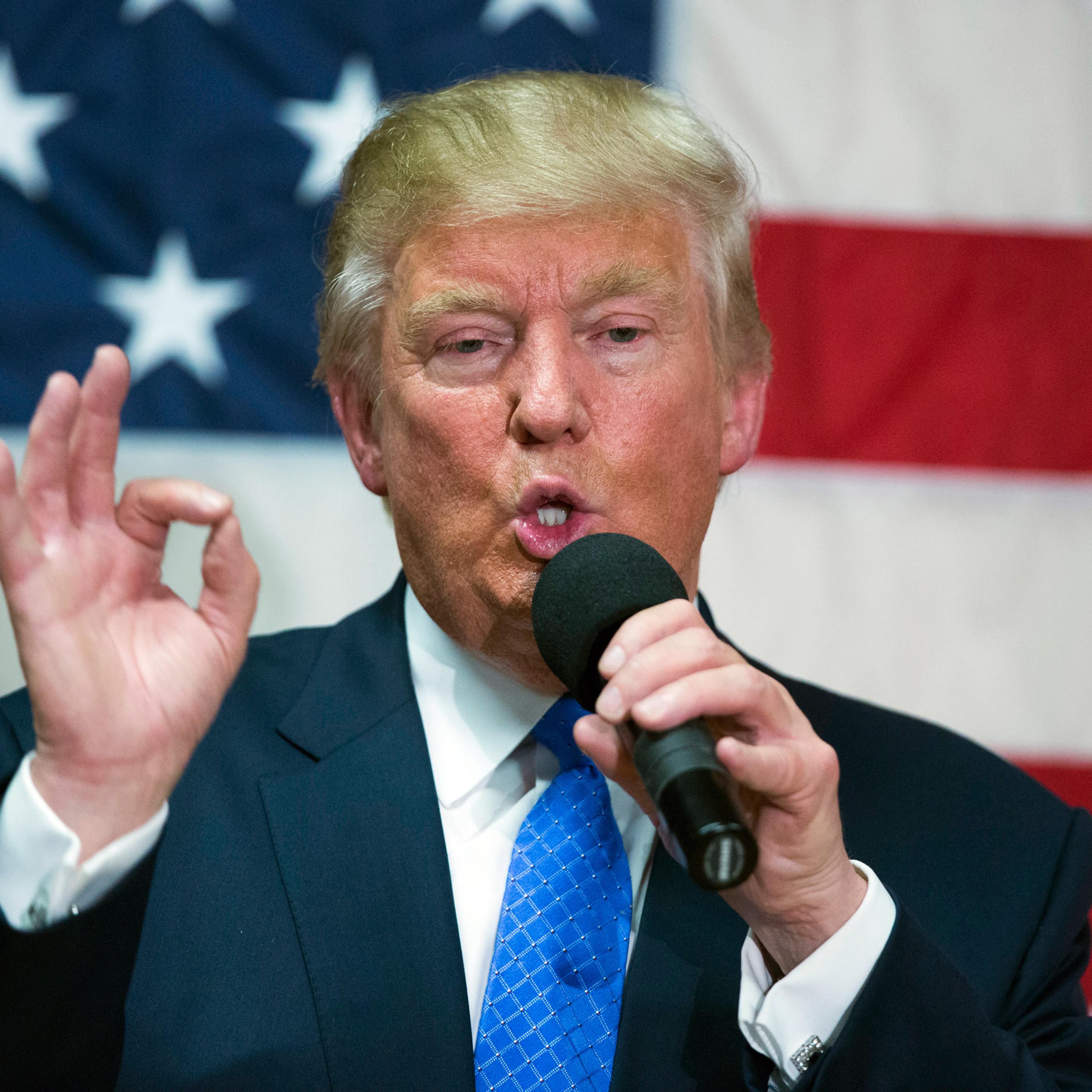 Republican presidential candidate Donald Trump speaks during a town hall, Thursday, Oct. 6, 2016, in Sandown, N.H. (AP Photo/ Evan Vucci)