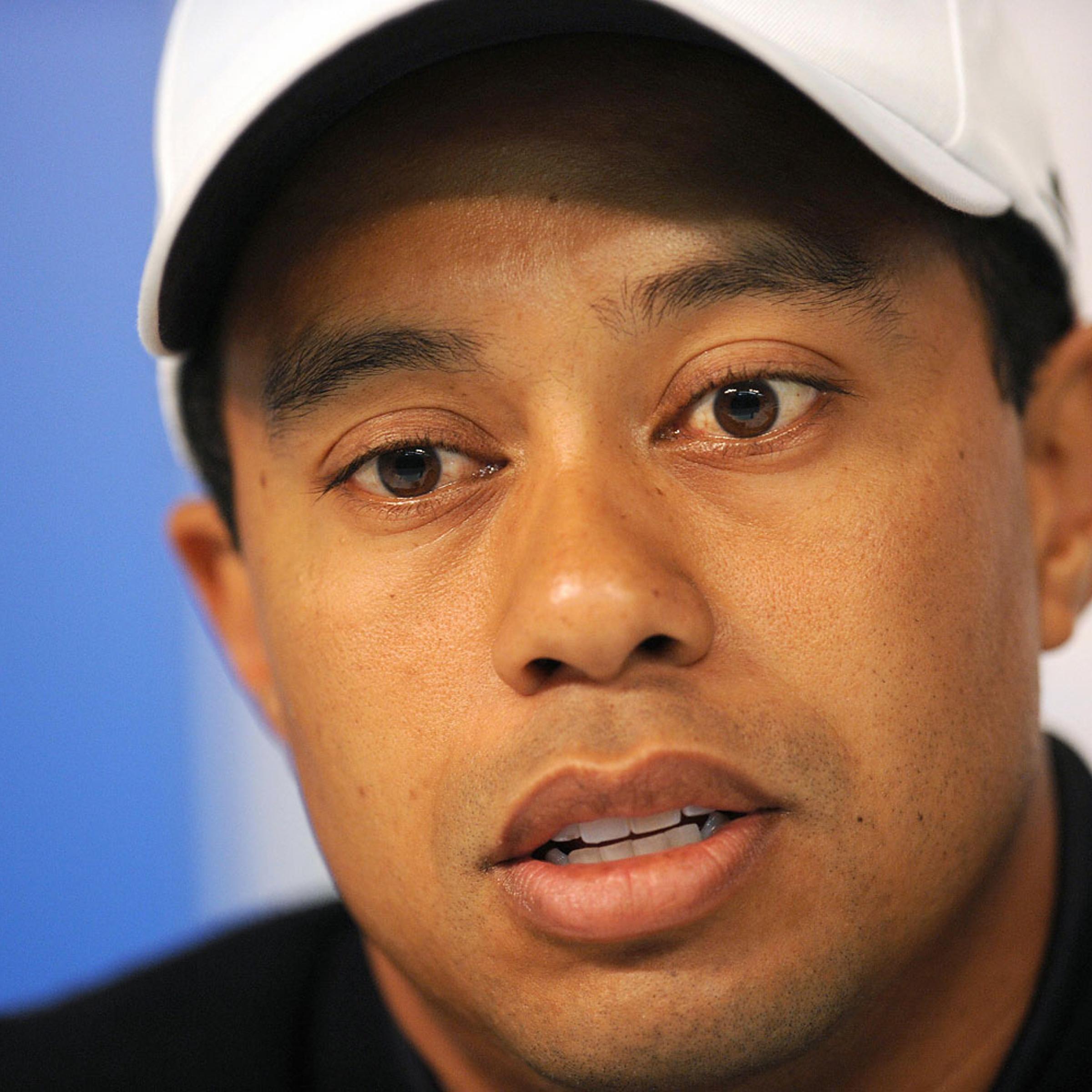 World number one golf player Tiger Woods speaks at a press conference at the Chevron World Challenge, at the Sherwood Country Cub in Thousand Oaks, Calif. on Dec. 17, 2008.