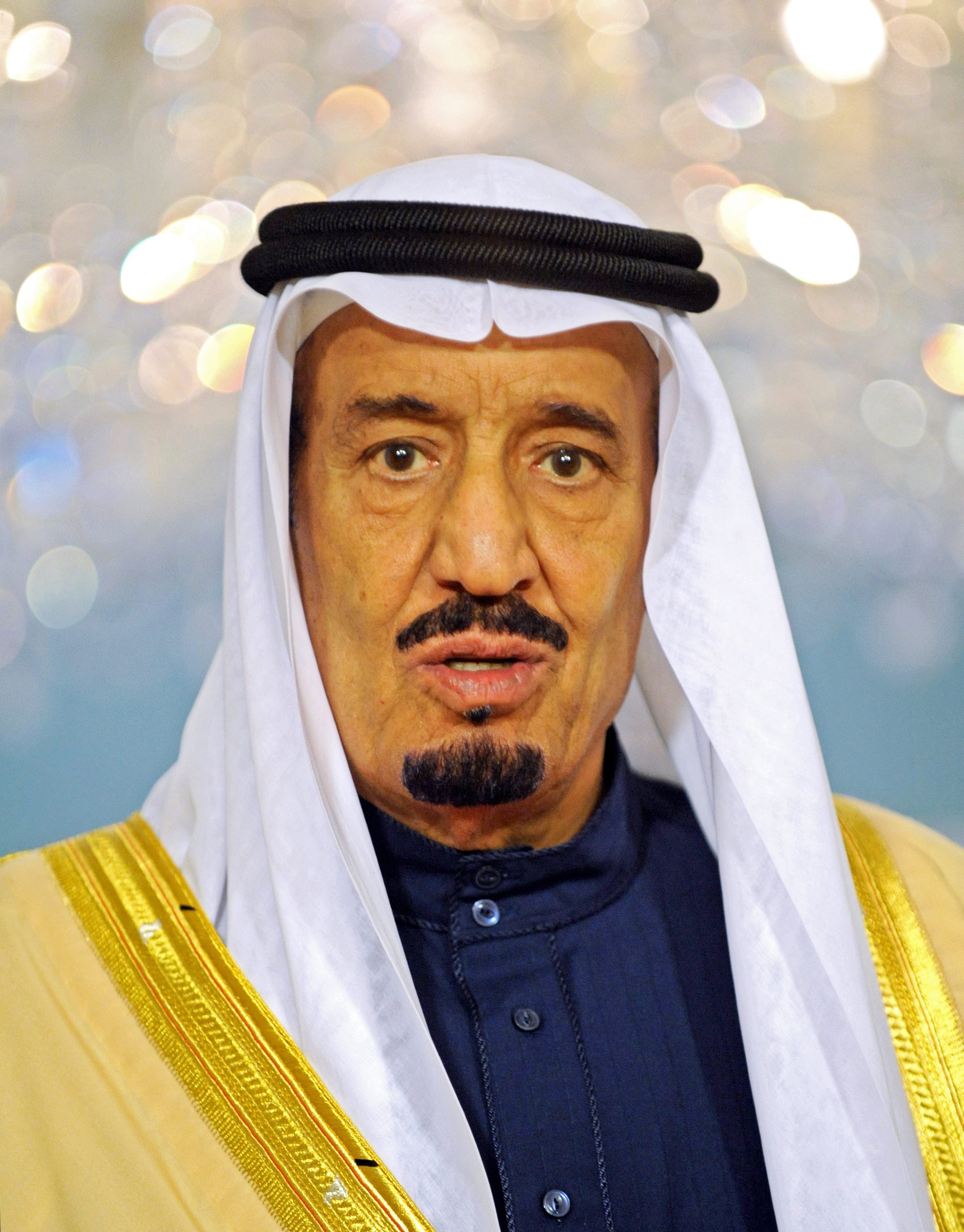 Saudi Arabian Defense Minister Prince Salman bin Abdul-Aziz Al Saud delivering remarks to members of the press before a meeting with US Secretary of State Hillary Clinton, at the State Department in Washington on April 12, 2012.