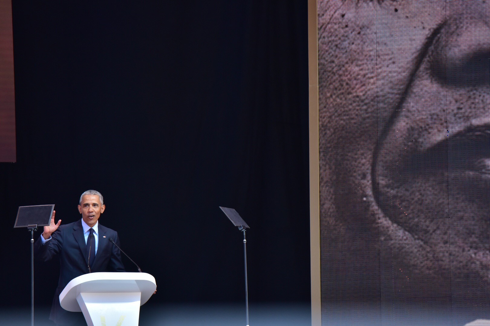 Barack Obama delivers the Nelson Mandela lecture in South Africa
