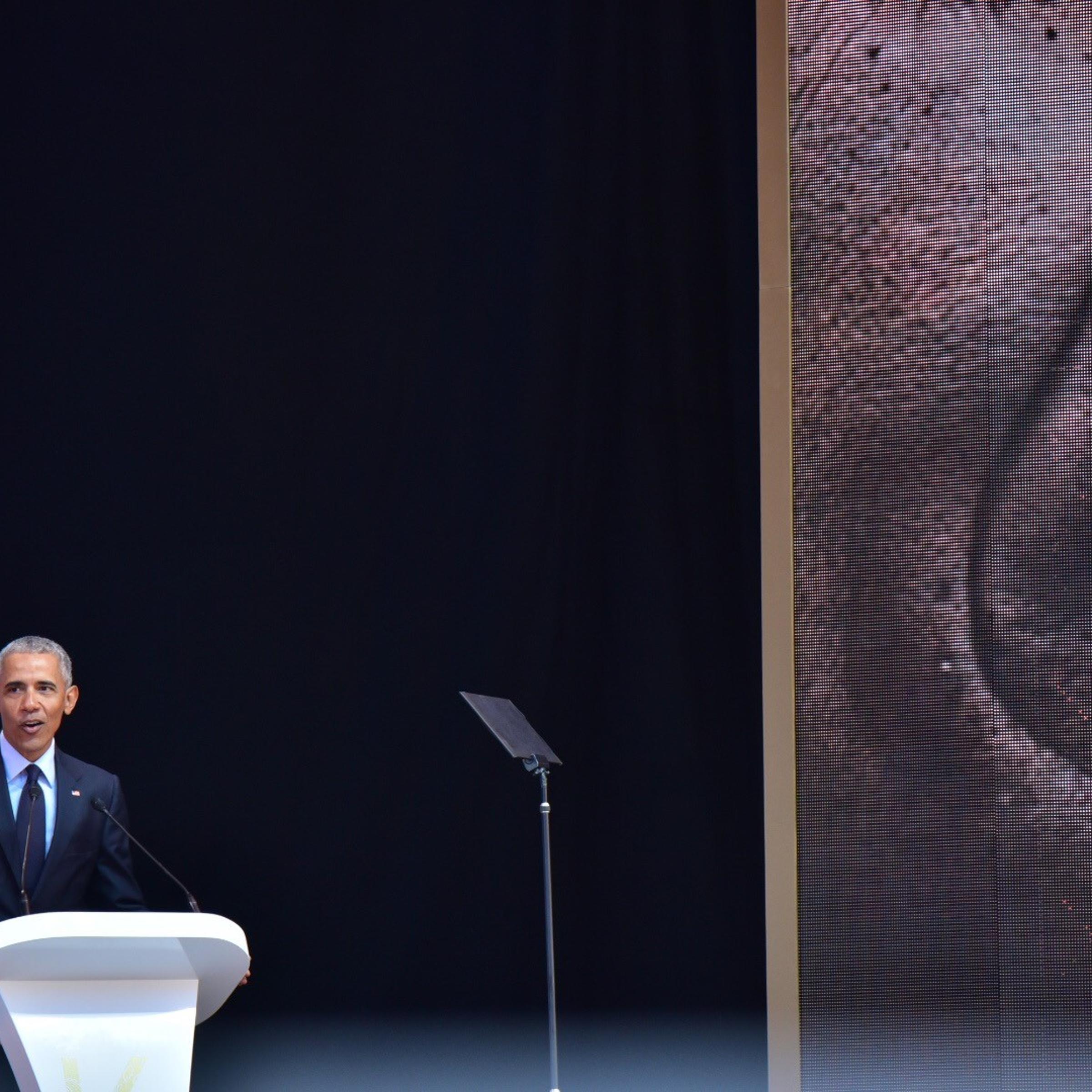 Barack Obama delivers the Nelson Mandela lecture in South Africa