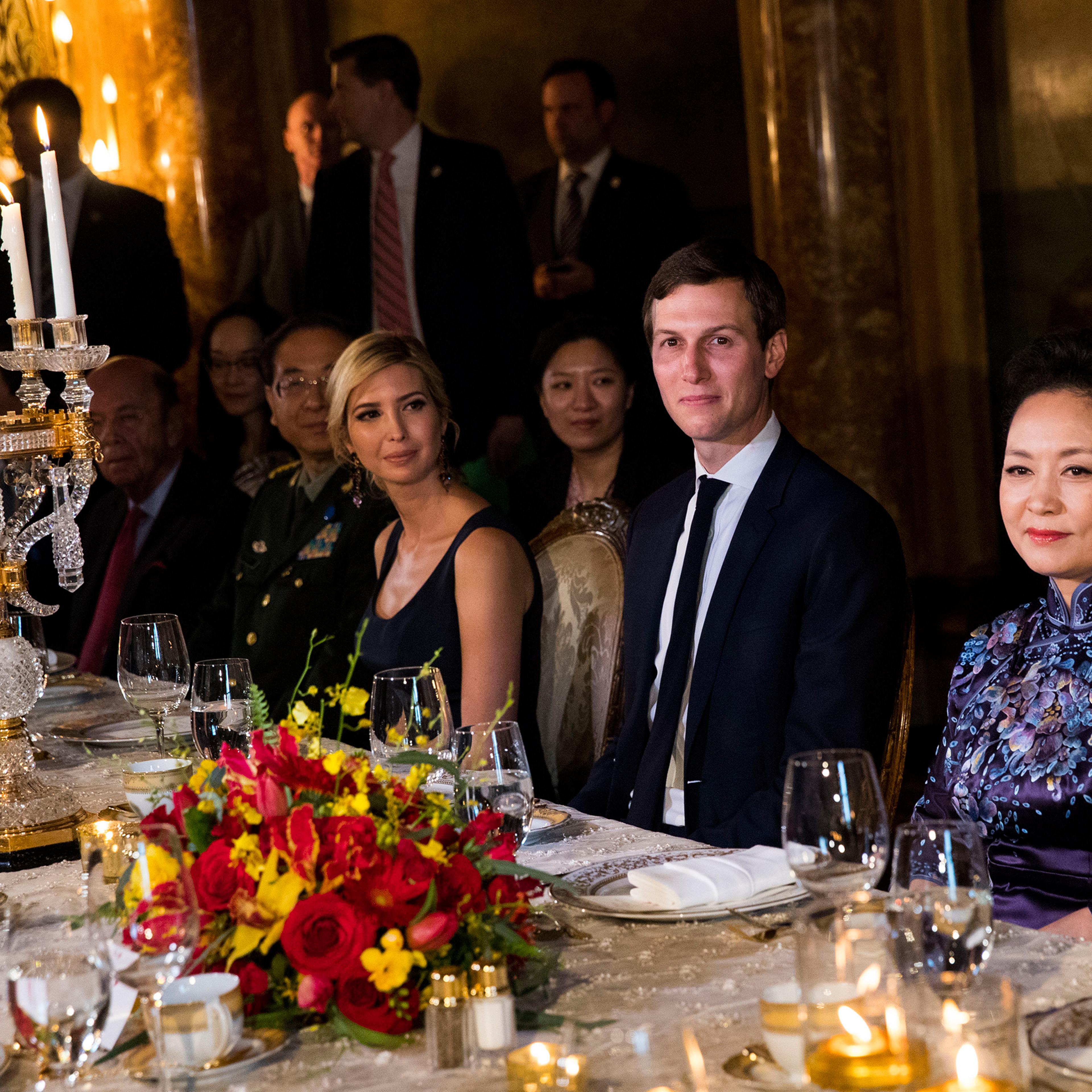 Ivanka Trump and her husband Jared Kushner attend a state dinner with President Xi Jinping of China and his wife at the Mar-a-Lago resort in Palm Beach, Fla., April 6, 2017.