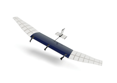 An illustration of a drone to be designed by Facebook and Internet.org
