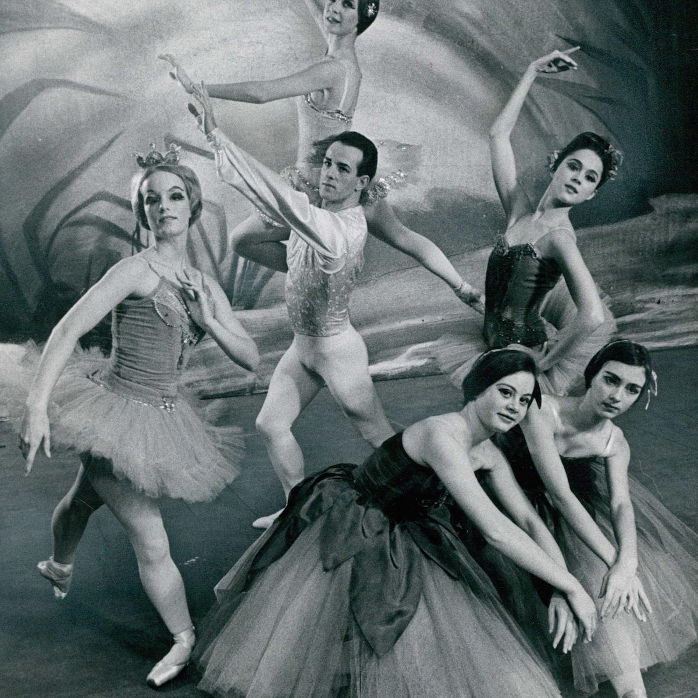 DEC 5 1966, DEC 11 1966; The Sugarplum Fairy, played by Shari Lockwood, is held aloft by her cavalie