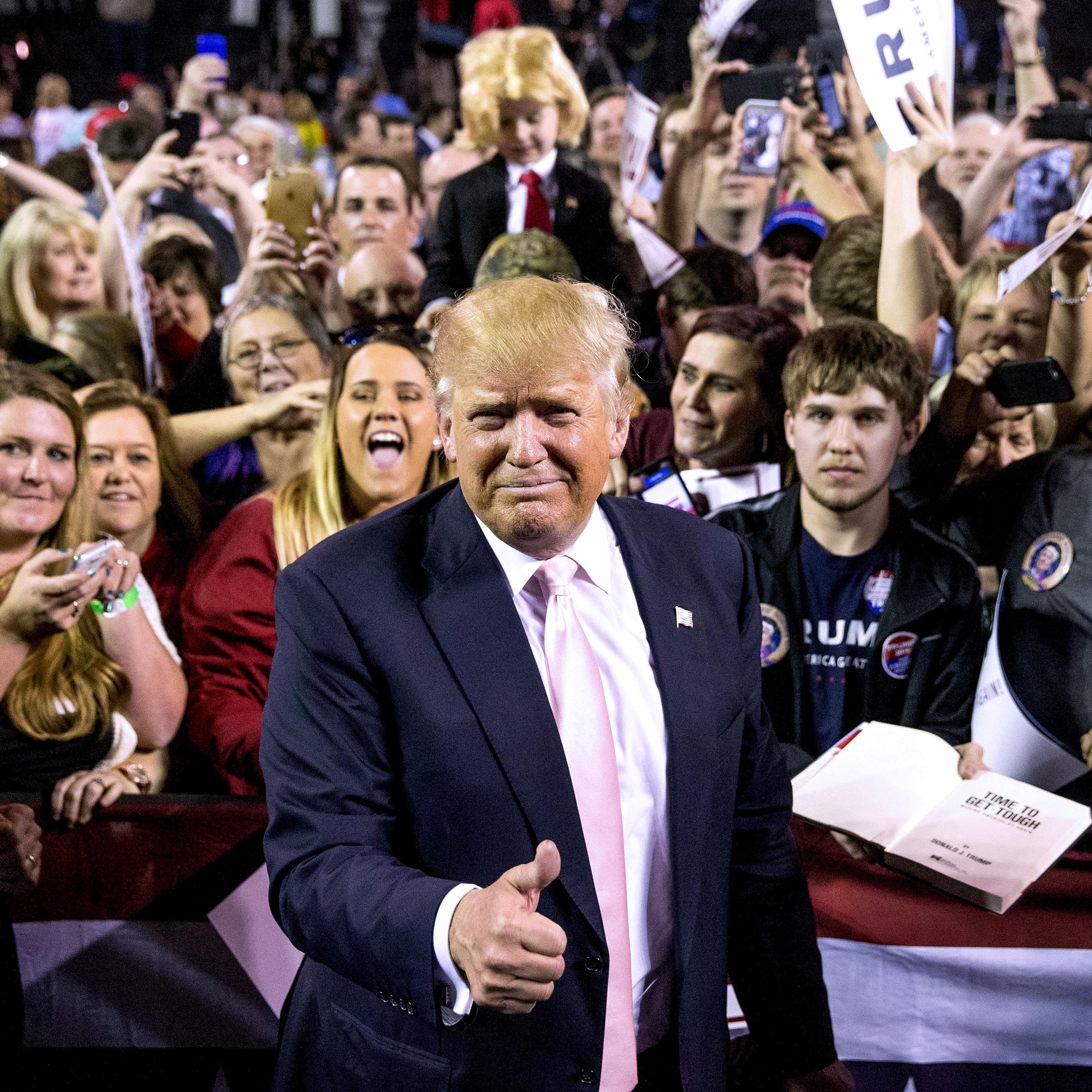 Republican presidential candidate Donald Trump holds a rally in Valdosta, Ga., on Feb. 29.