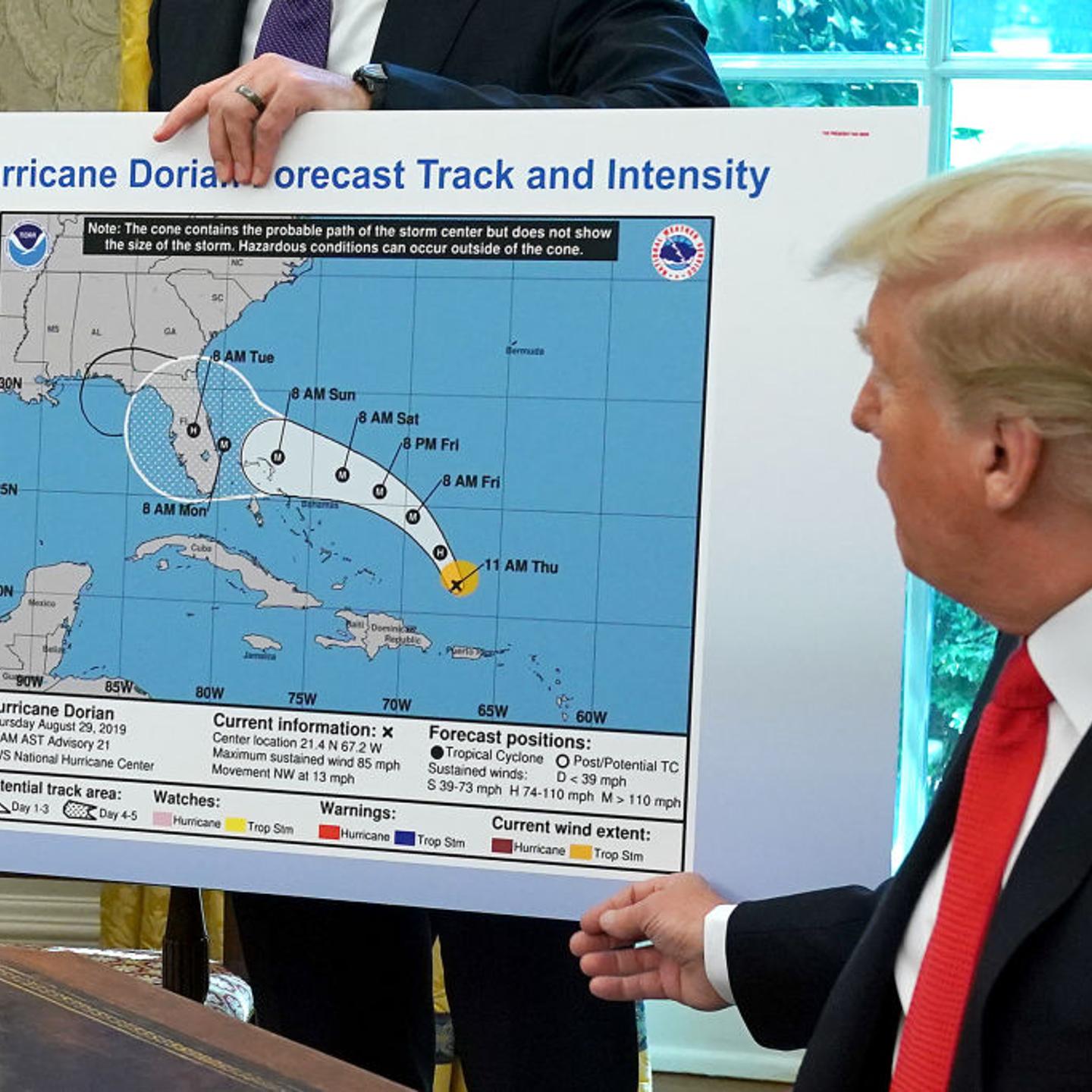 President Trump Receives Briefing On Hurricane Dorian At White House