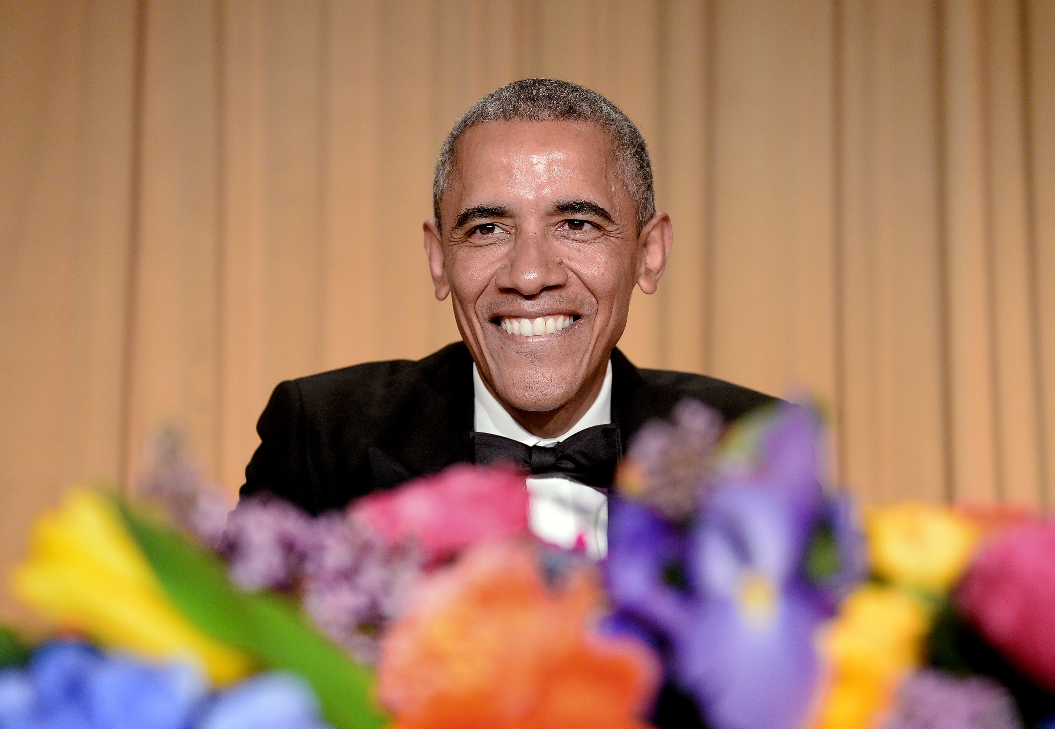 President Barack Obama smiles at the annual White House Correspondent's Association Gala at the Washington Hilton hotel April 25, 2015 in Washington.