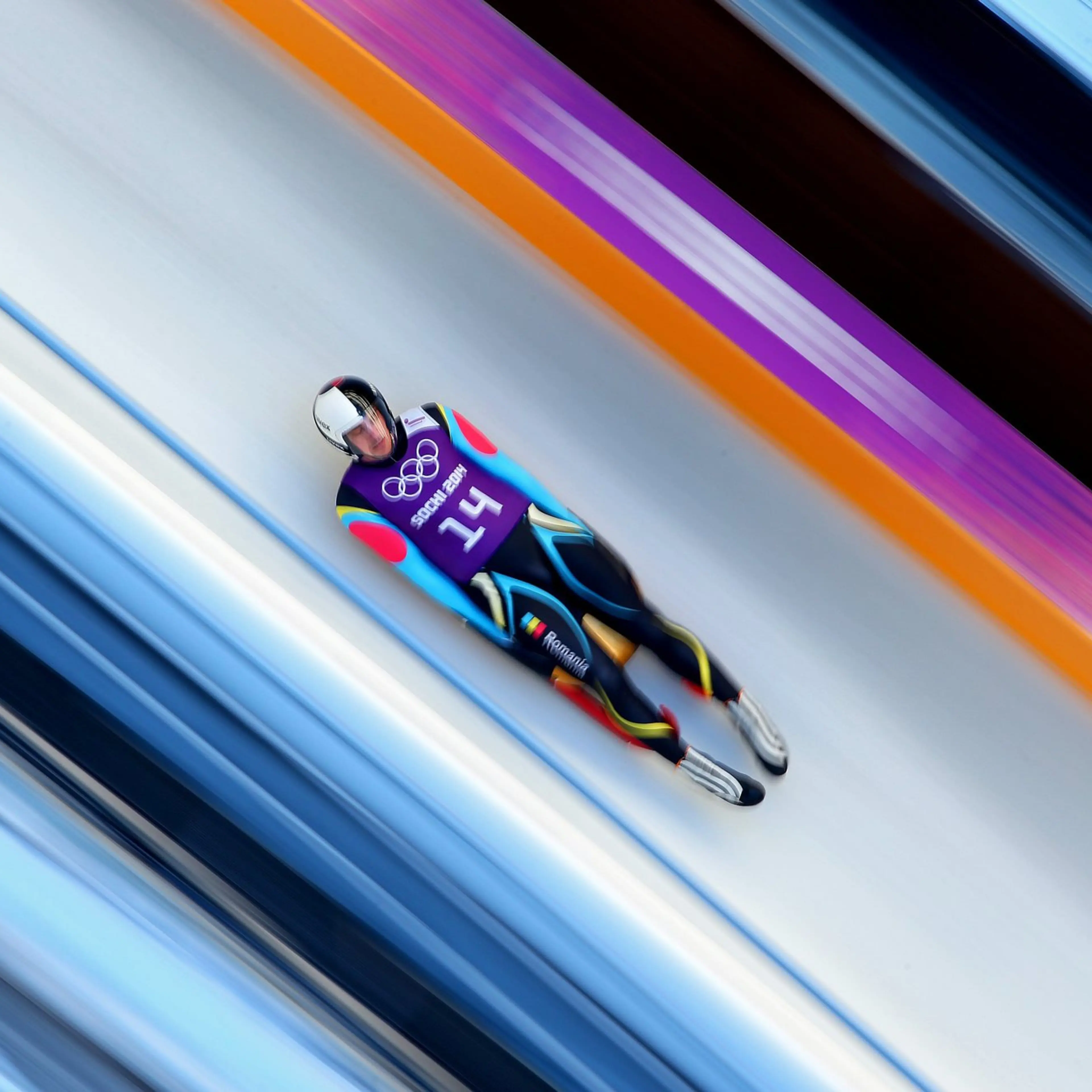 Valentin Cretu of Romania takes part in a men's luge training session ahead of the Sochi 2014 Winter Olympics at the Sanki Sliding Center on February 6, 2014.