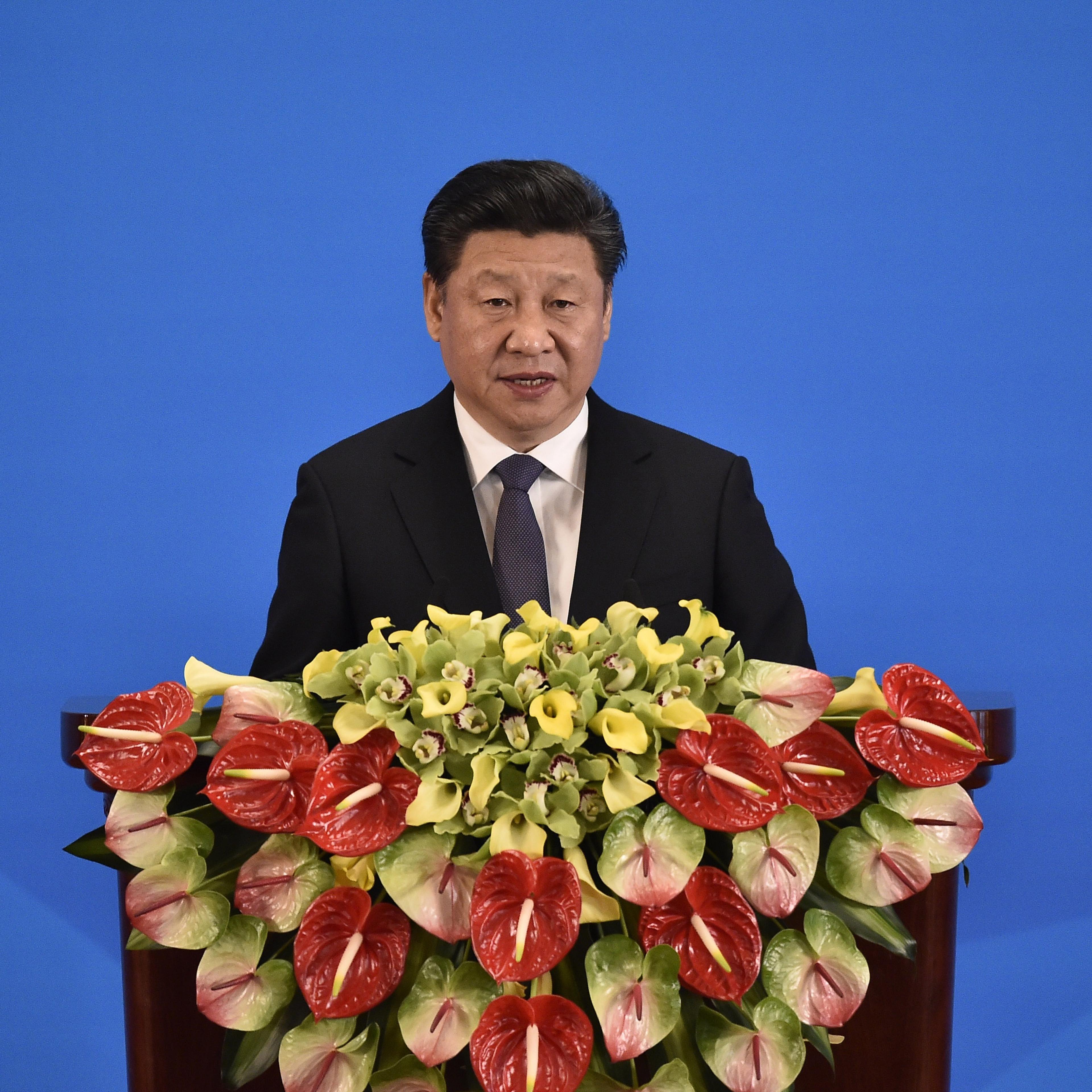 China's President Xi Jinping delivers a speech at the opening ceremony of the fifth regular foreign ministers' meeting of the Conference on Interaction and Confidence Building Measures in Asia (CICA) at the Diaoyutai State Guesthouse on April 28, 2016 in