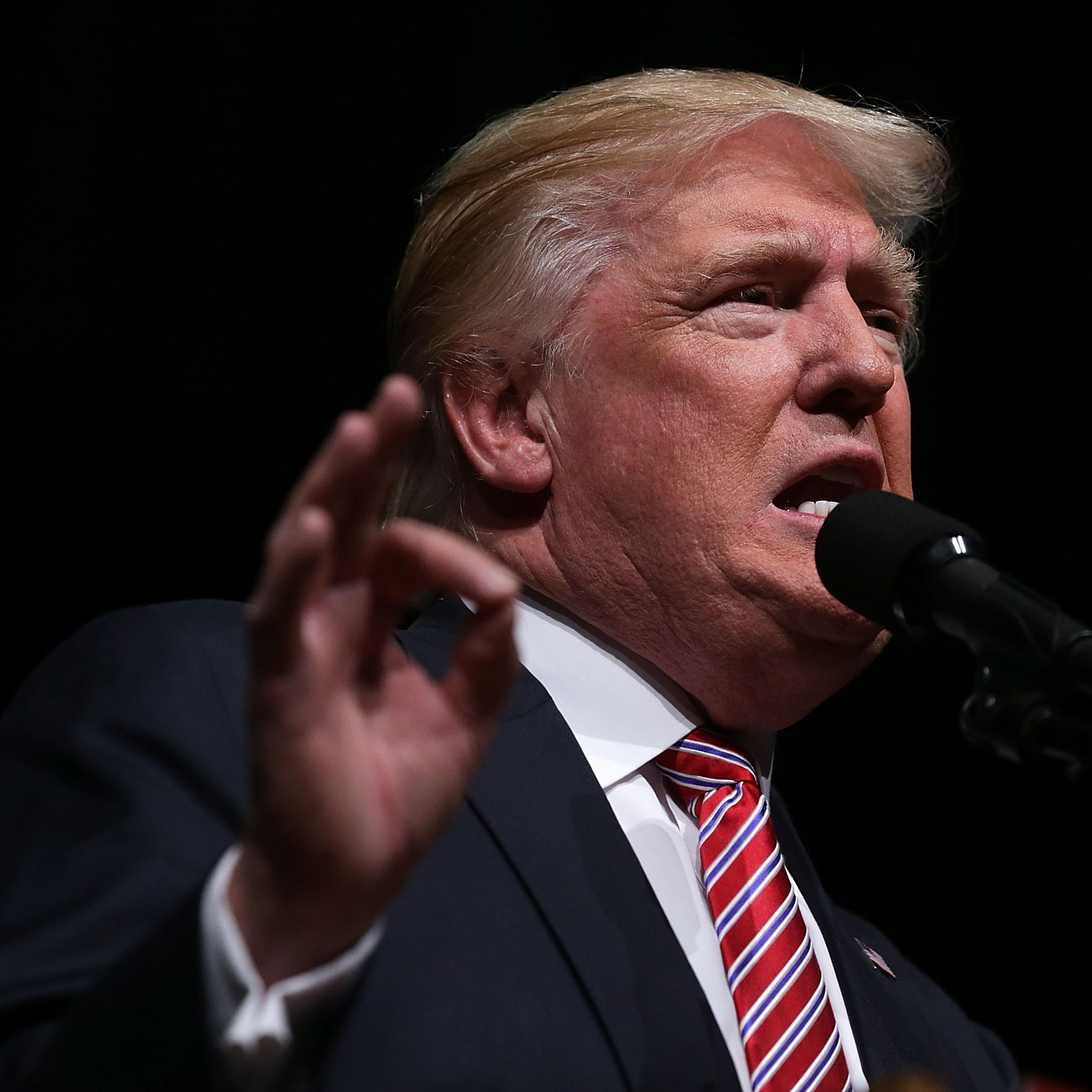 Donald Trump speaks to voters during a campaign event at Briar Woods High School, on Aug. 2, 2016 in Ashburn, Va.