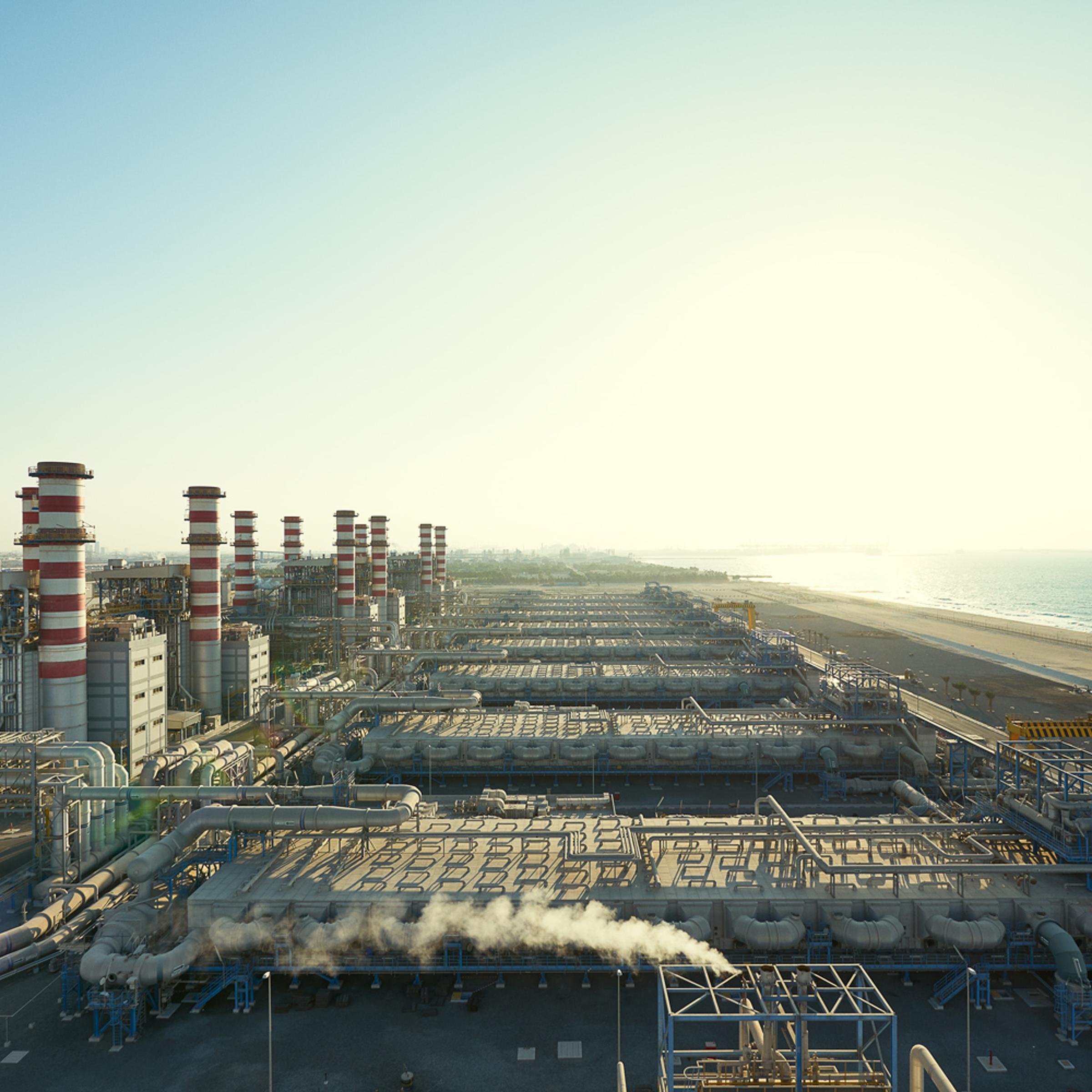 This sprawling power and desalination plant on Dubai’s coast produces almost 8,000 megawatts of electricity and over 550 million US gallons of water a day.