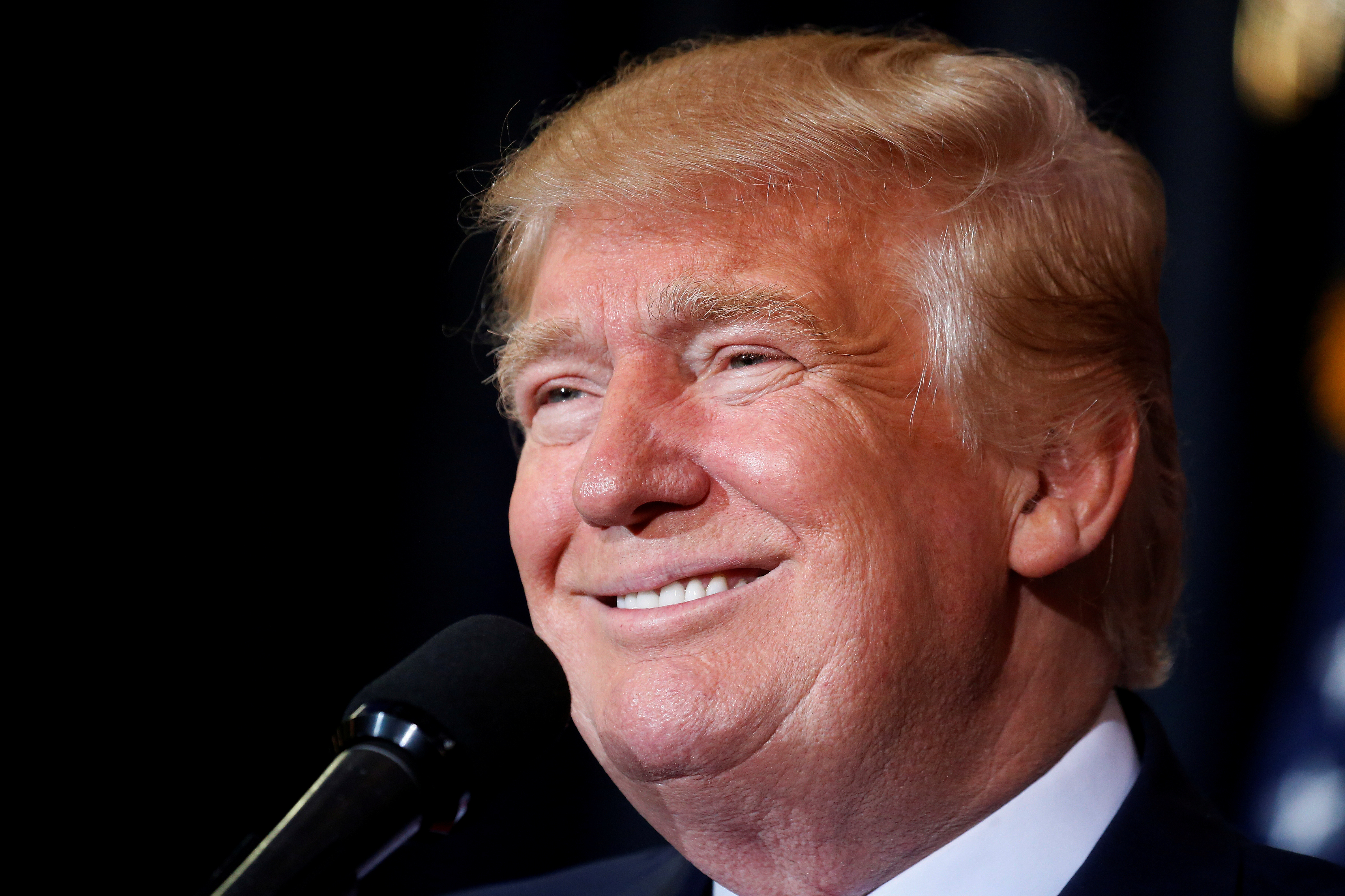 Republican presidential nominee Donald Trump attends a campaign rally in at the Florida State Fairgrounds in Tampa