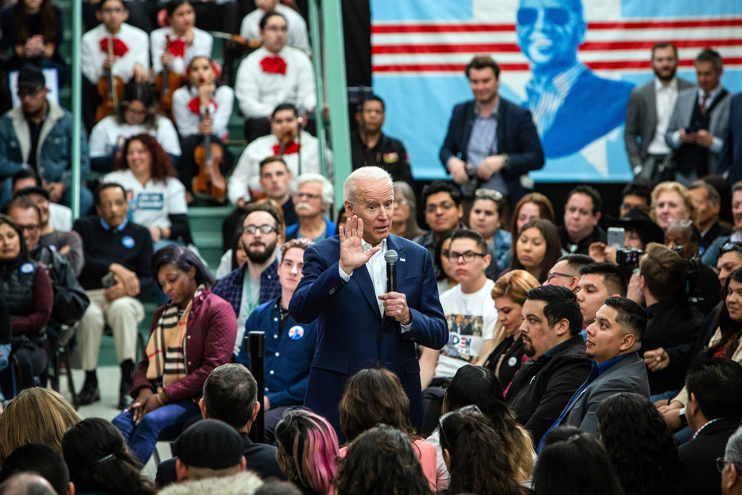 Former Vice President Joe Biden speaks at a rally organized by Mi Familia Vota, a national Latino voting group, in Las Vegas on Jan. 11, 2020.