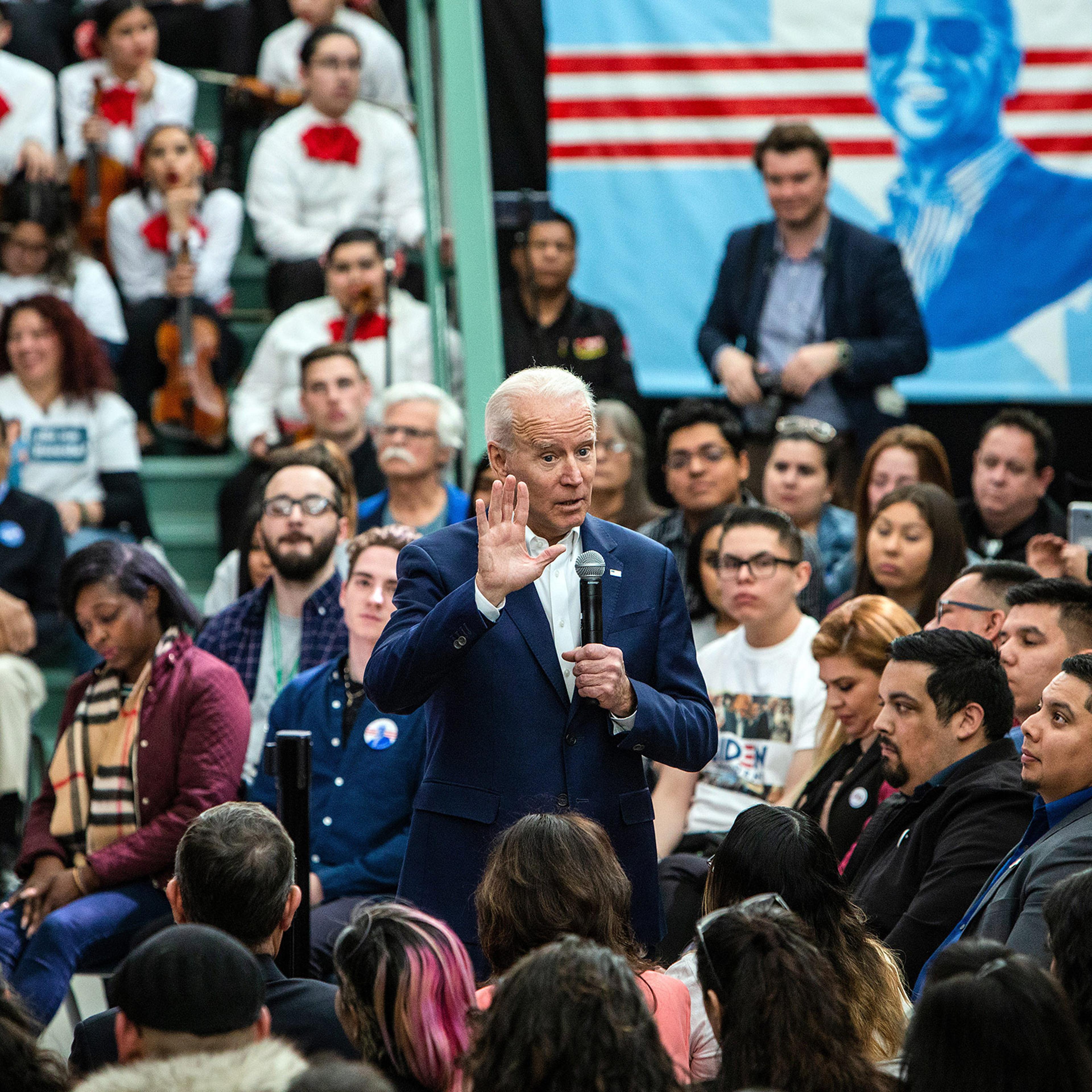 Former Vice President Joe Biden speaks at a rally organized by Mi Familia Vota, a national Latino voting group, in Las Vegas on Jan. 11, 2020.