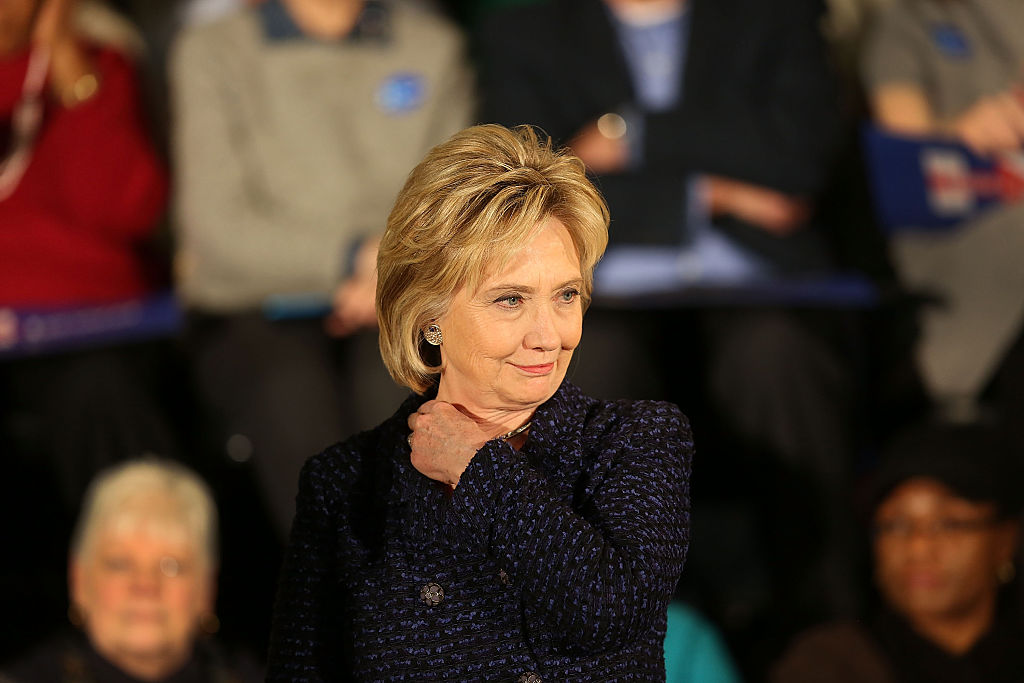 Democratic presidential candidate Hillary Clinton attends a campaign stop at the Electric Park Ballroom on Jan. 11 in Waterloo, Iowa.