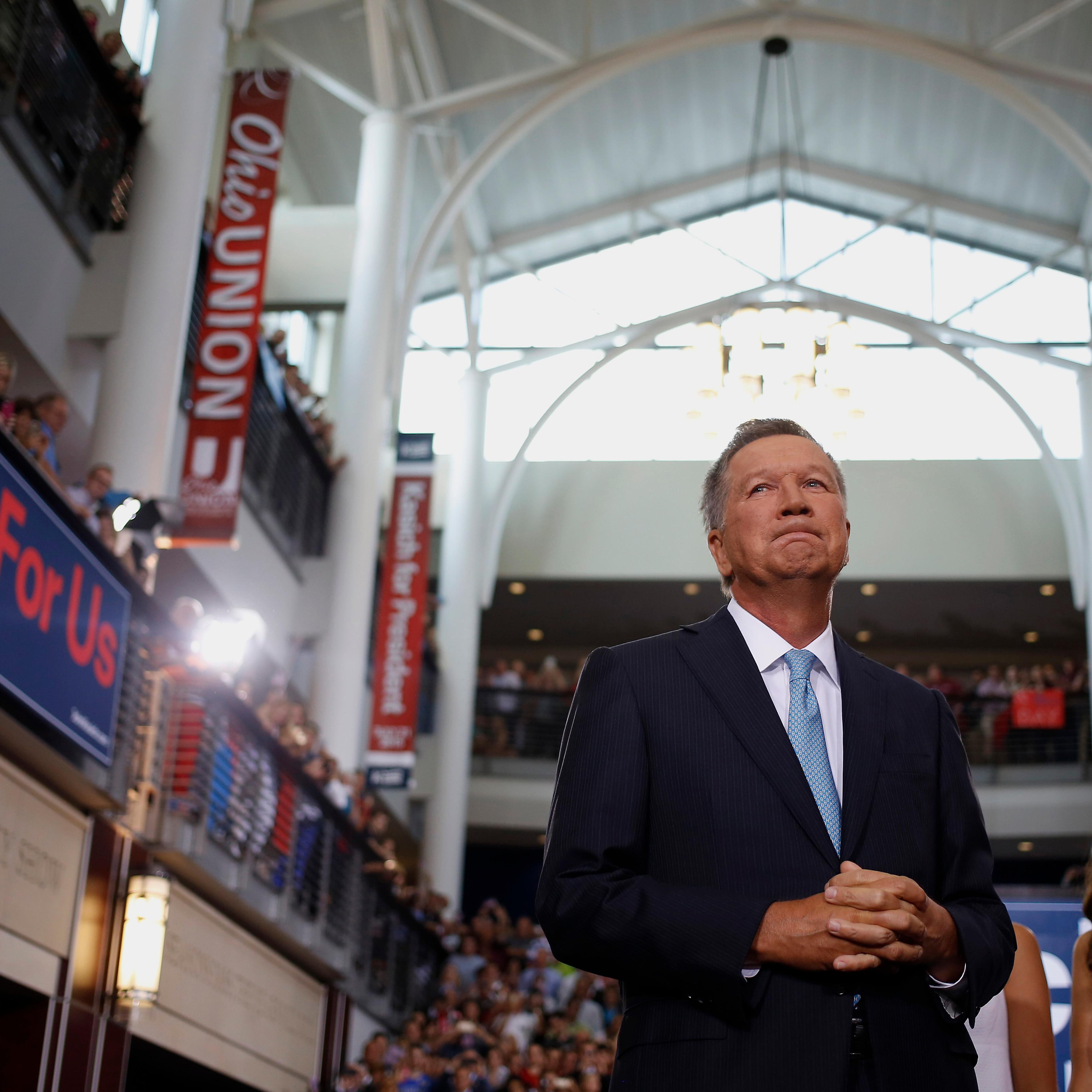 John Kasick, governor of Ohio, speaks while announcing he will seek the 2016 Republican presidential nomination in Columbus, Ohio, U.S., on Tuesday, July 21, 2015. Kasich, seeking to emerge from a crowded Republican presidential field as a practical and