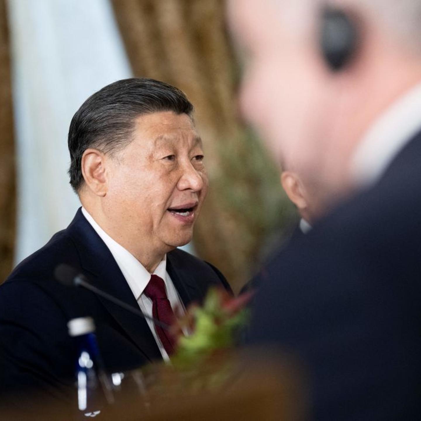 Chinese President Xi Jinping speaks during a meeting with U.S. President Joe Biden, not pictured, during the Asia-Pacific Economic Cooperation (APEC) Leaders' week in Woodside, California on Nov. 15, 2023.