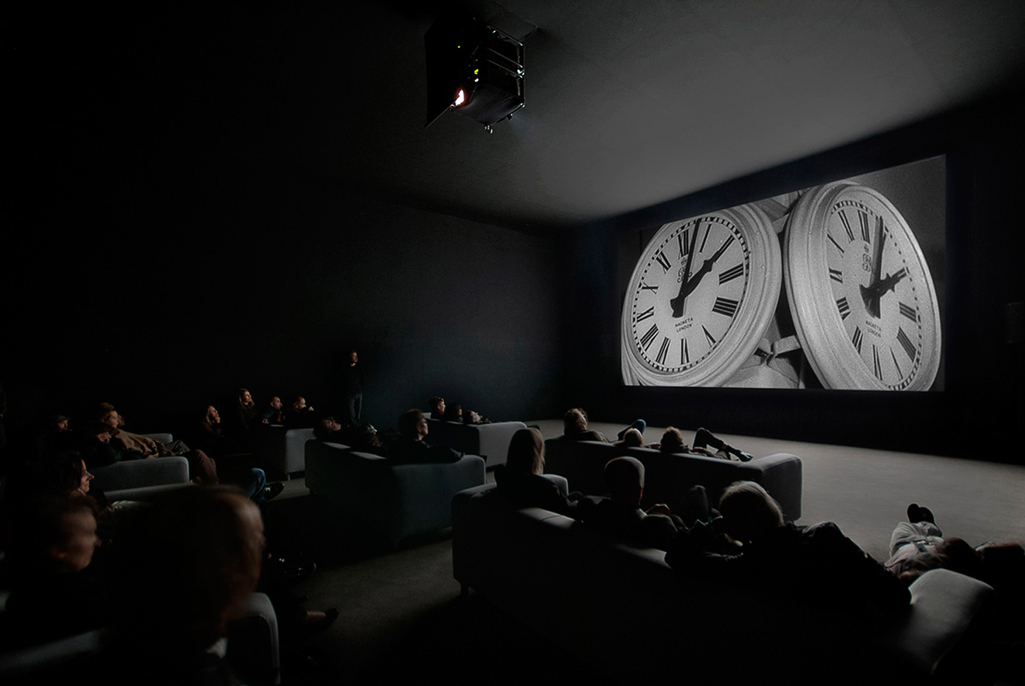 Installation view of <em>The Clock</em> at White Cube Mason's Yard, London (Oct. 15 – Nov. 13, 2010)