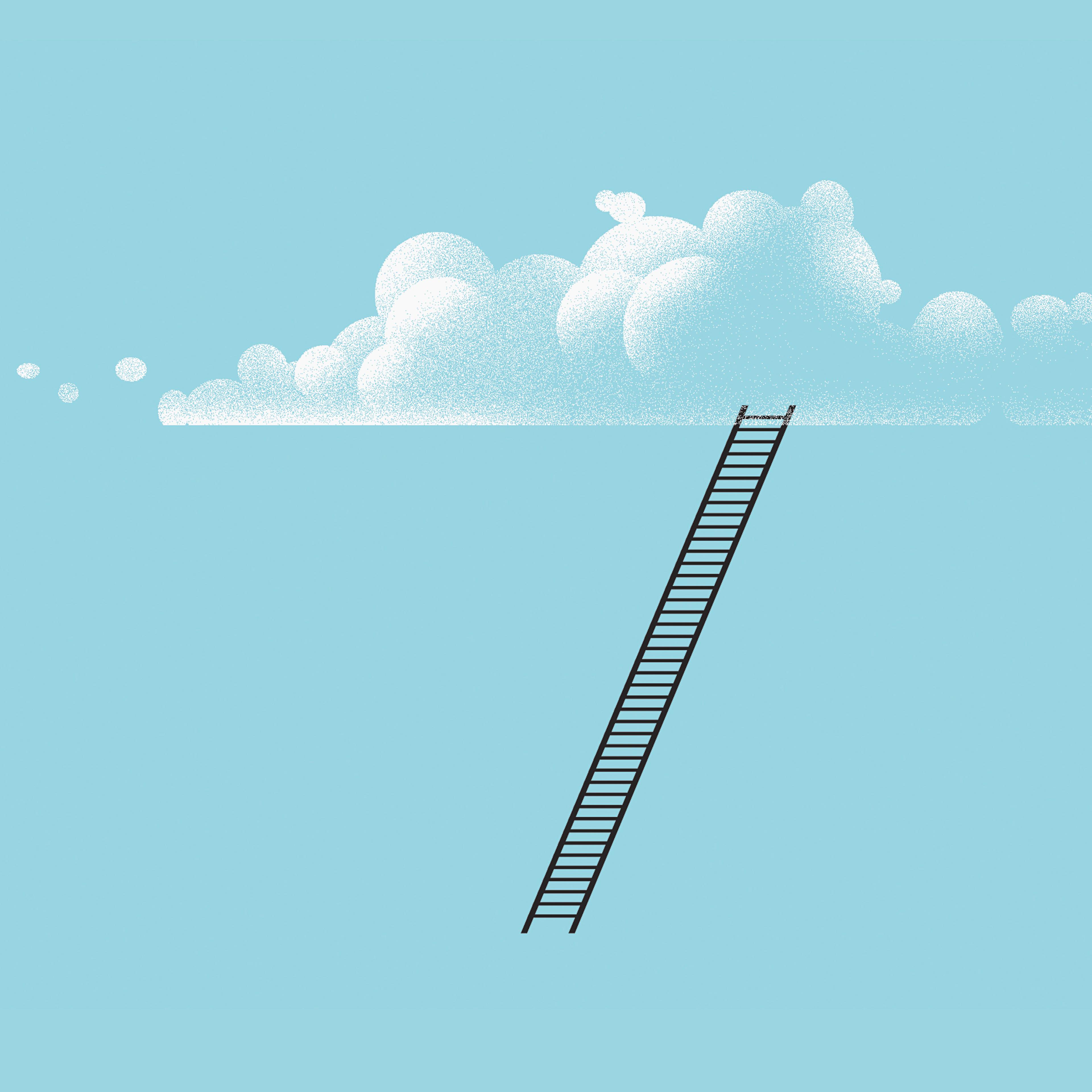 Ladder leaning on cloud