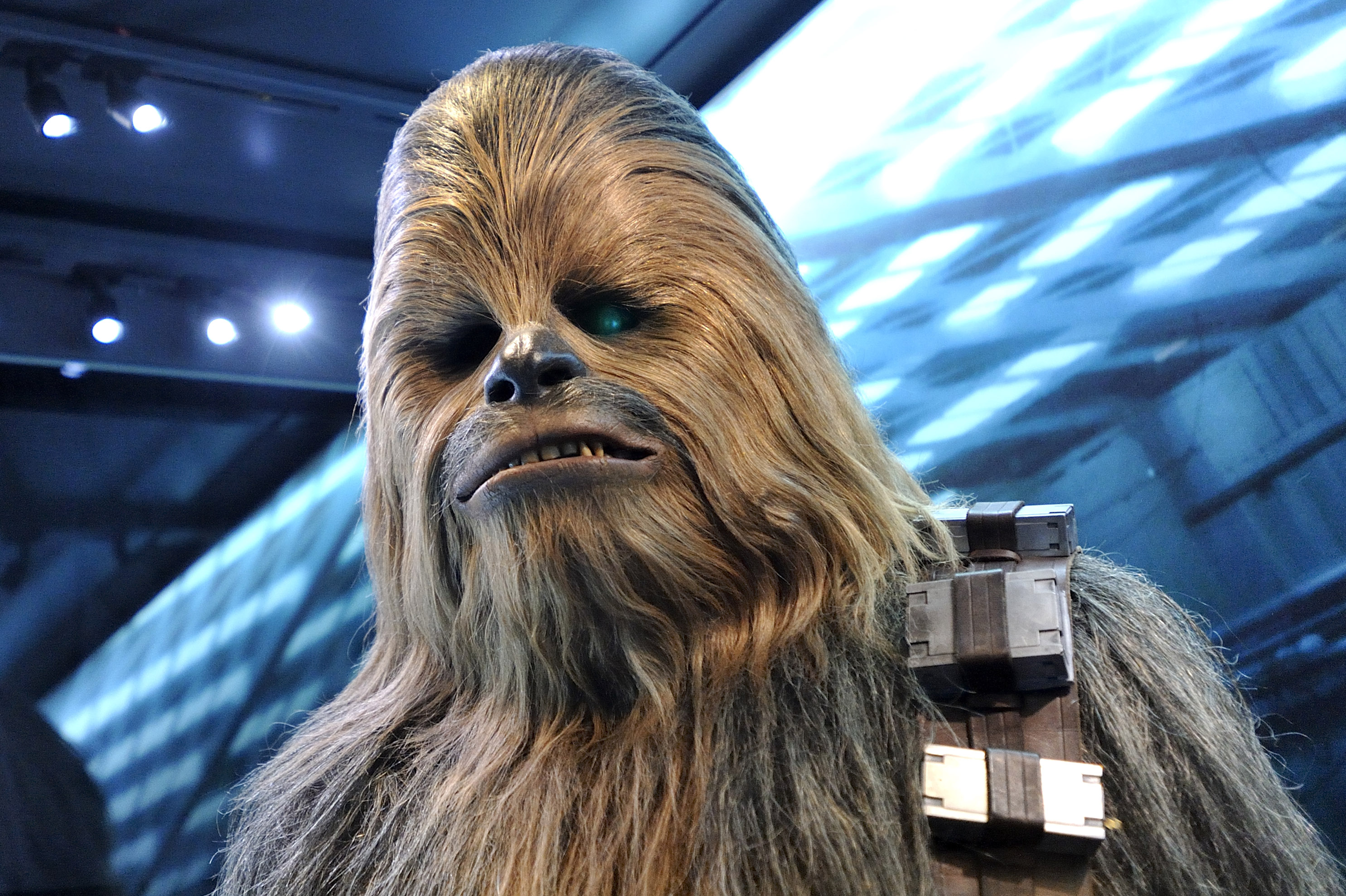 Chewbacca during a Straw Wars press event.