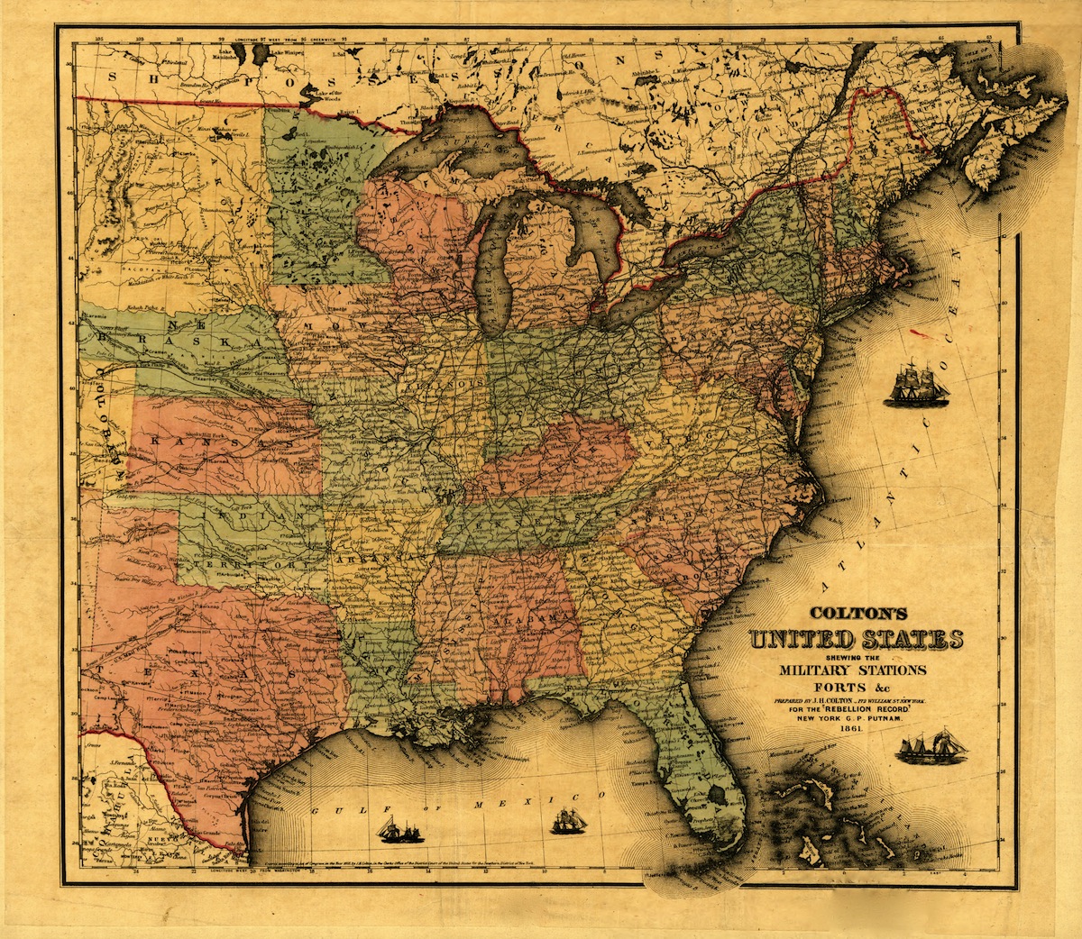 General Map Of United States With Forts And Military Stations