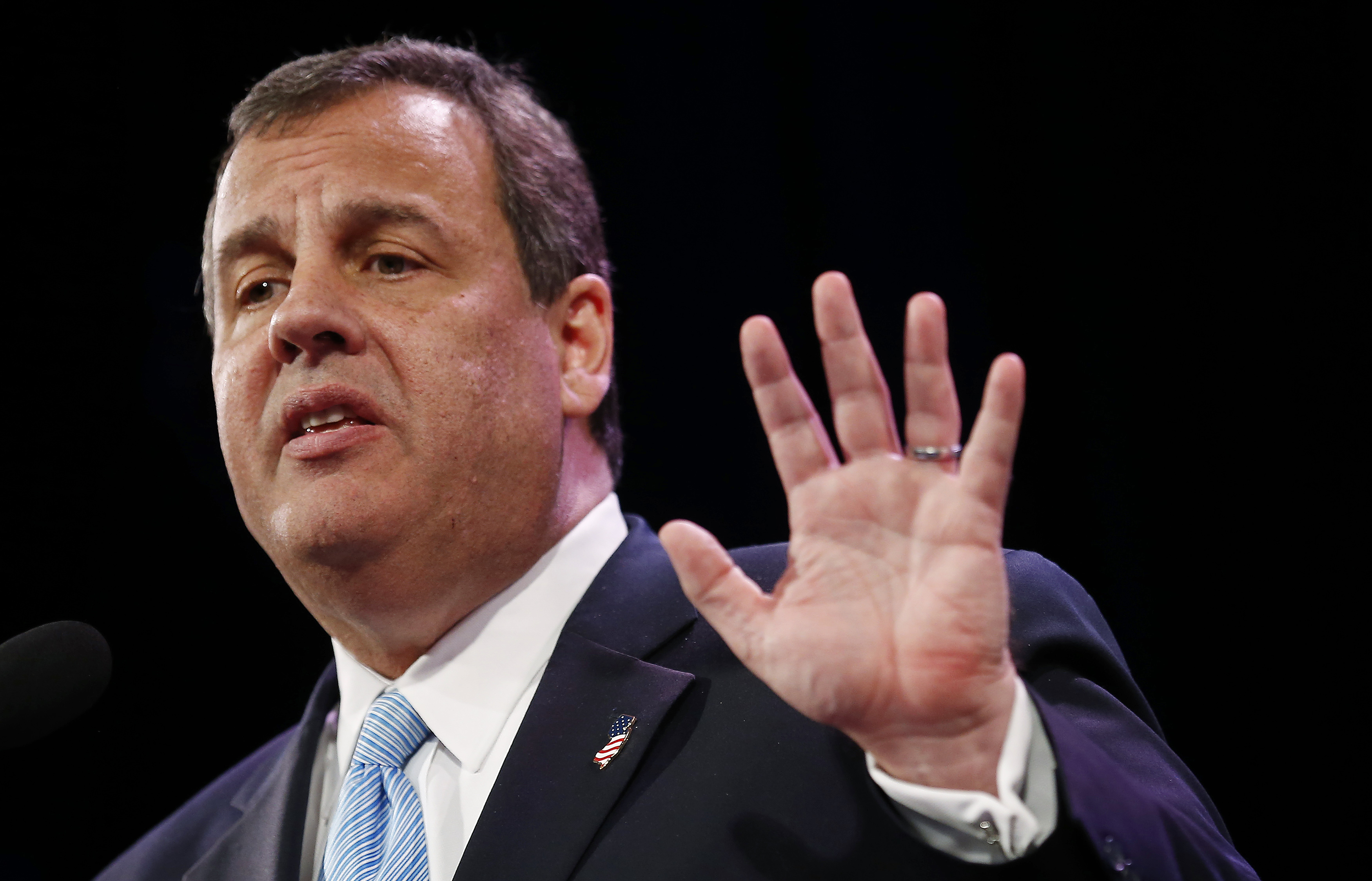 Governor of New Jersey Chris Christie speaks at the Freedom Summit in Des Moines