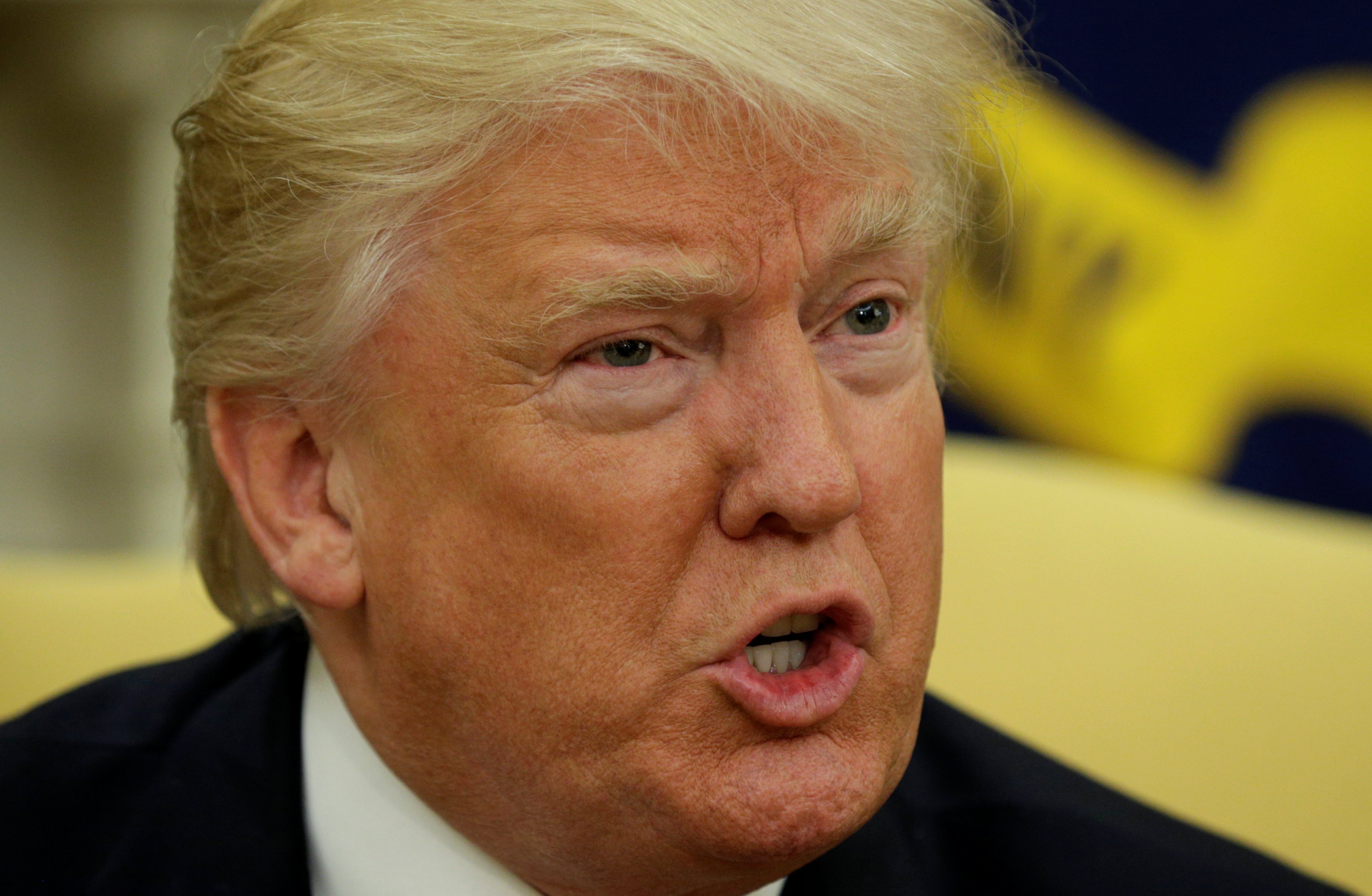 Trump speaks at the White House in Washington