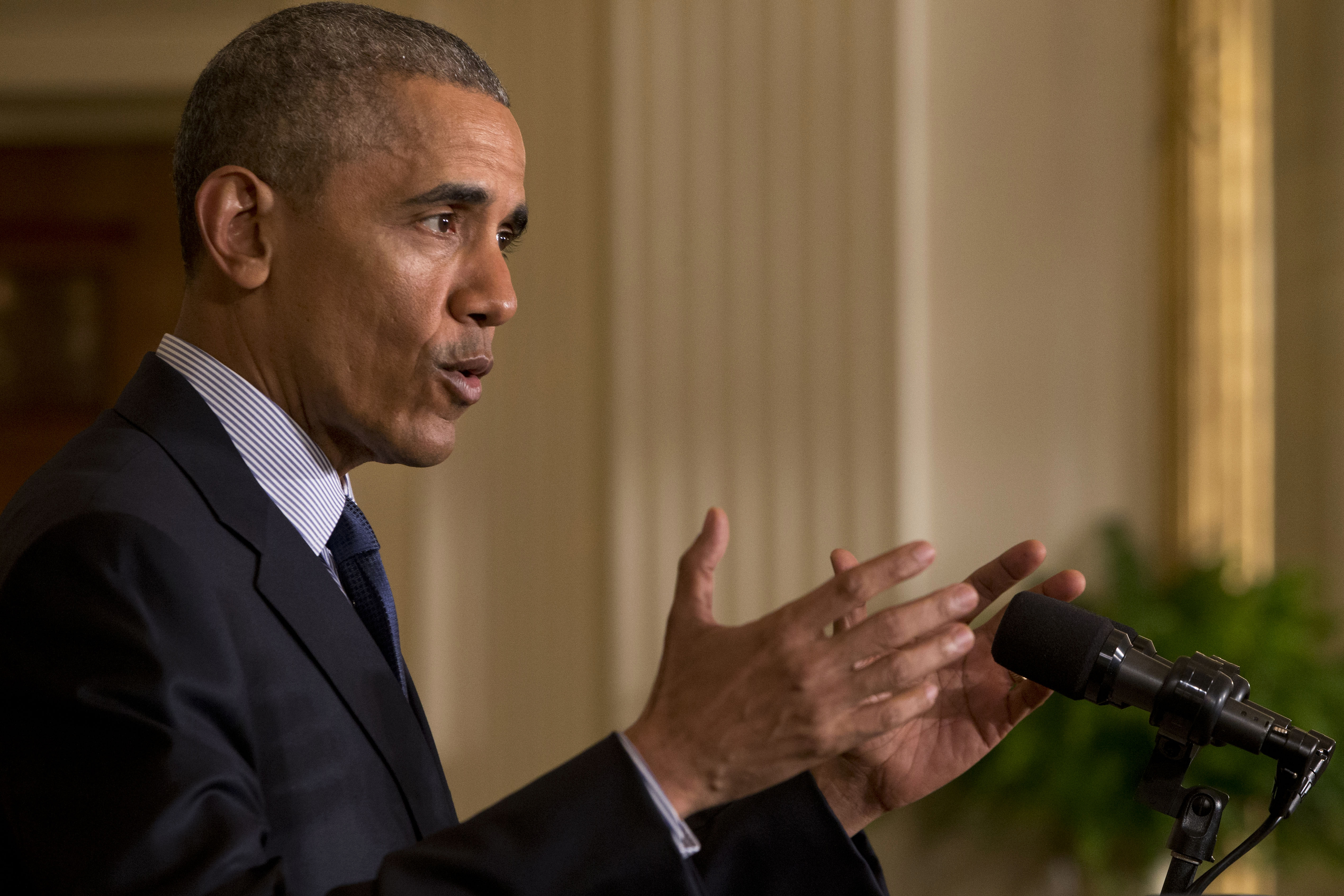 Barack Obama speaks in the East Room of the White House in Washington, D.C. on April 13, 2016.