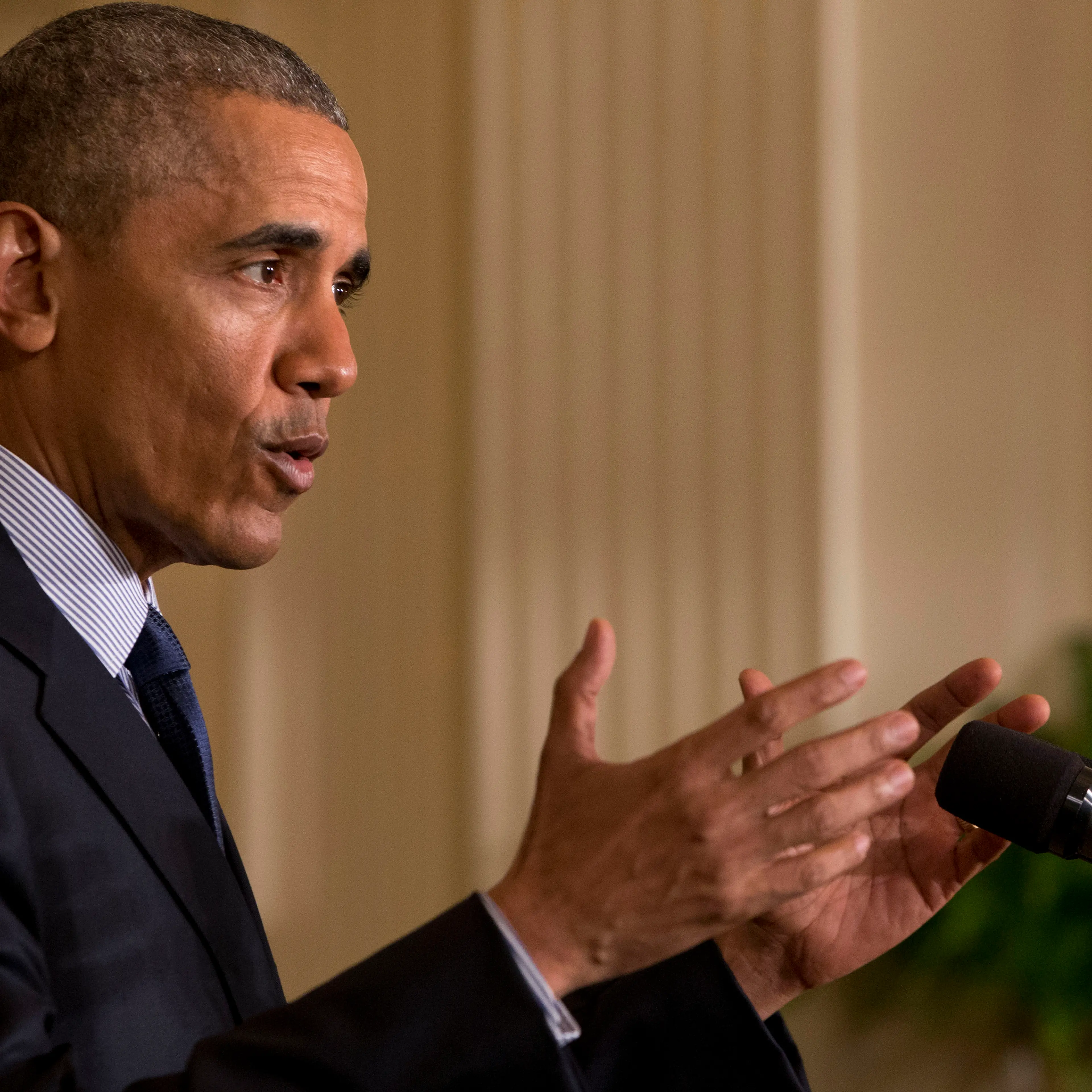 Barack Obama speaks in the East Room of the White House in Washington, D.C. on April 13, 2016.