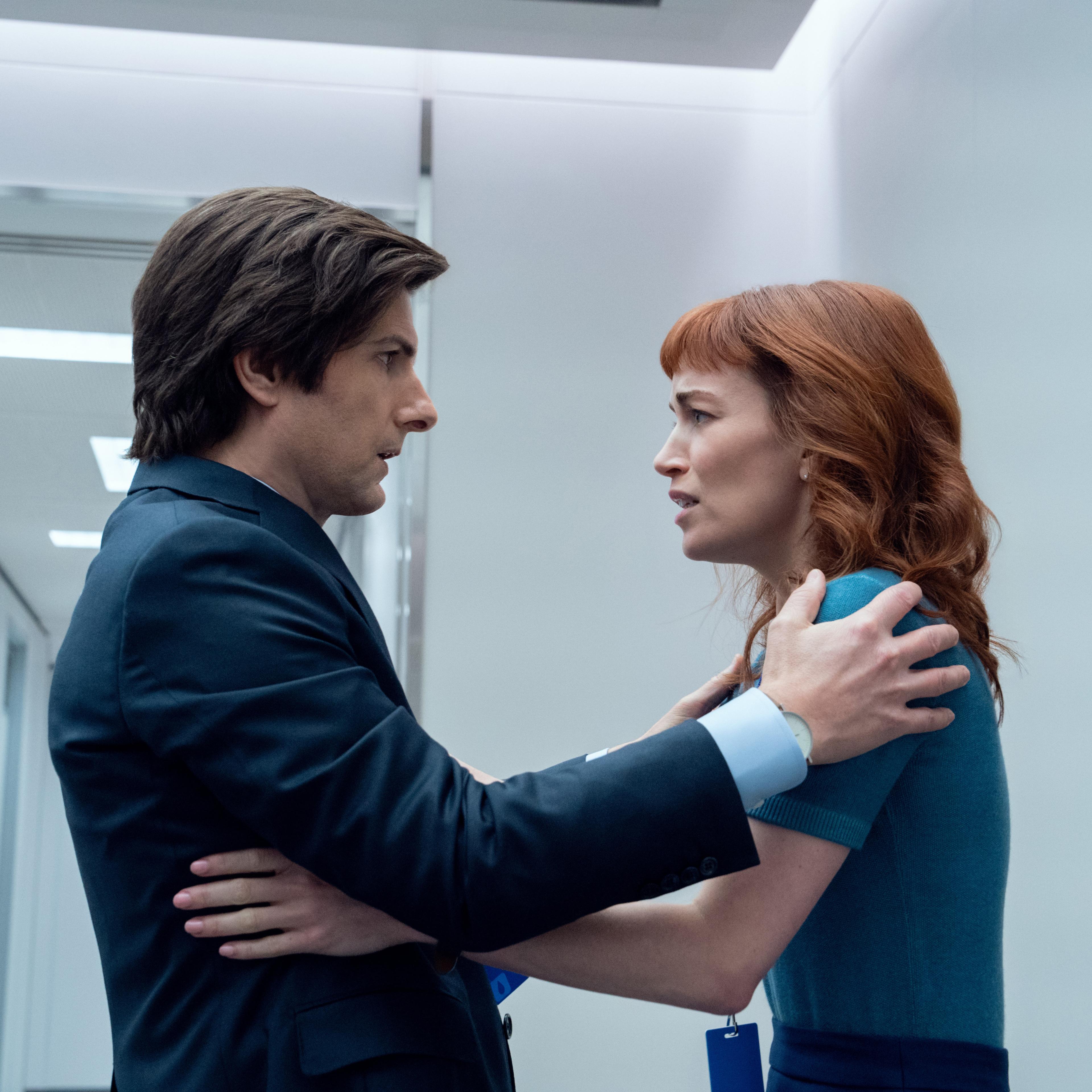 Adam Scott and Britt Lower in <i>Severance</i> Season 2