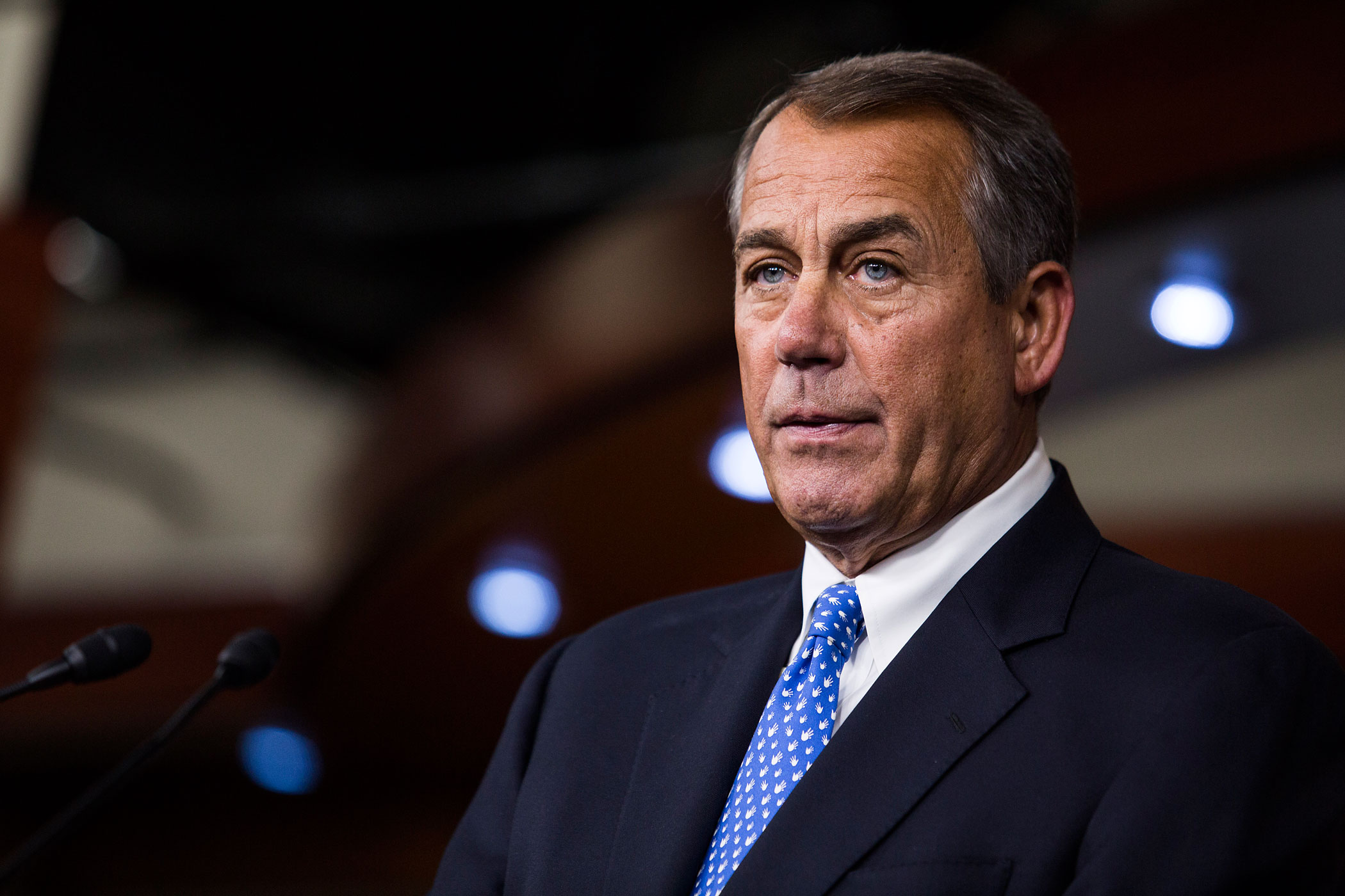 John Boehner Holds Media Briefing At The Capitol