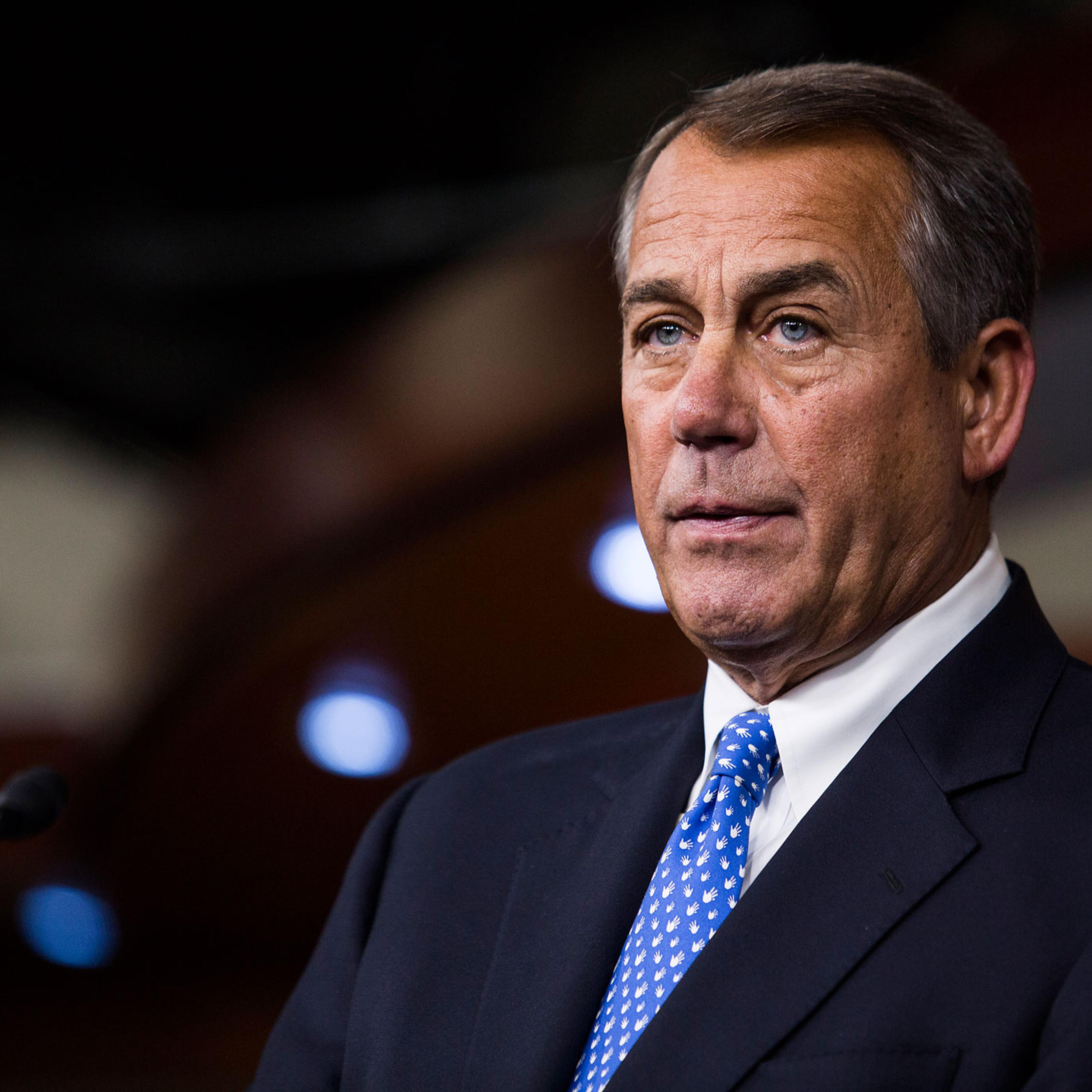 John Boehner Holds Media Briefing At The Capitol