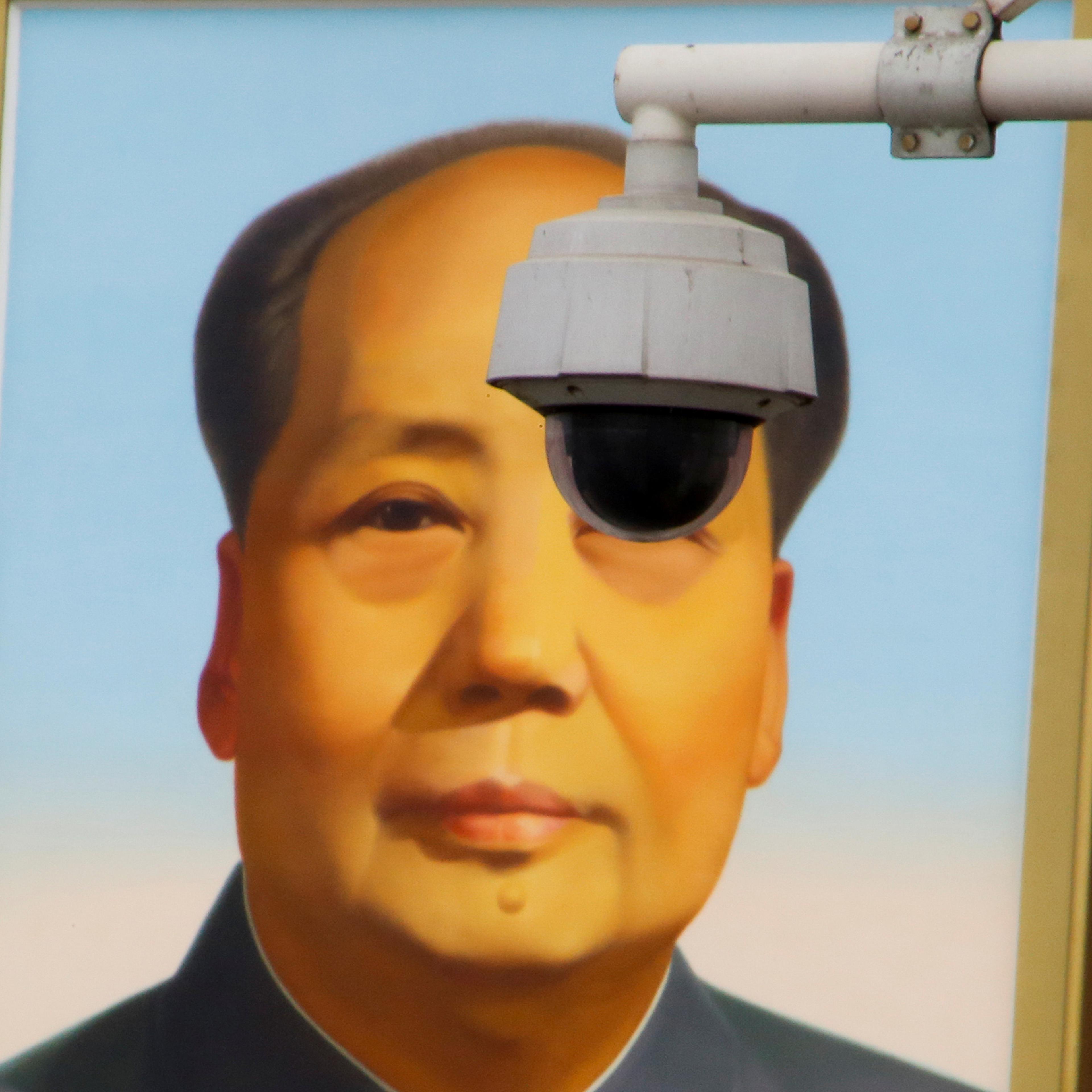 A surveillance camera overlooks Tiananmen Square in Beijing