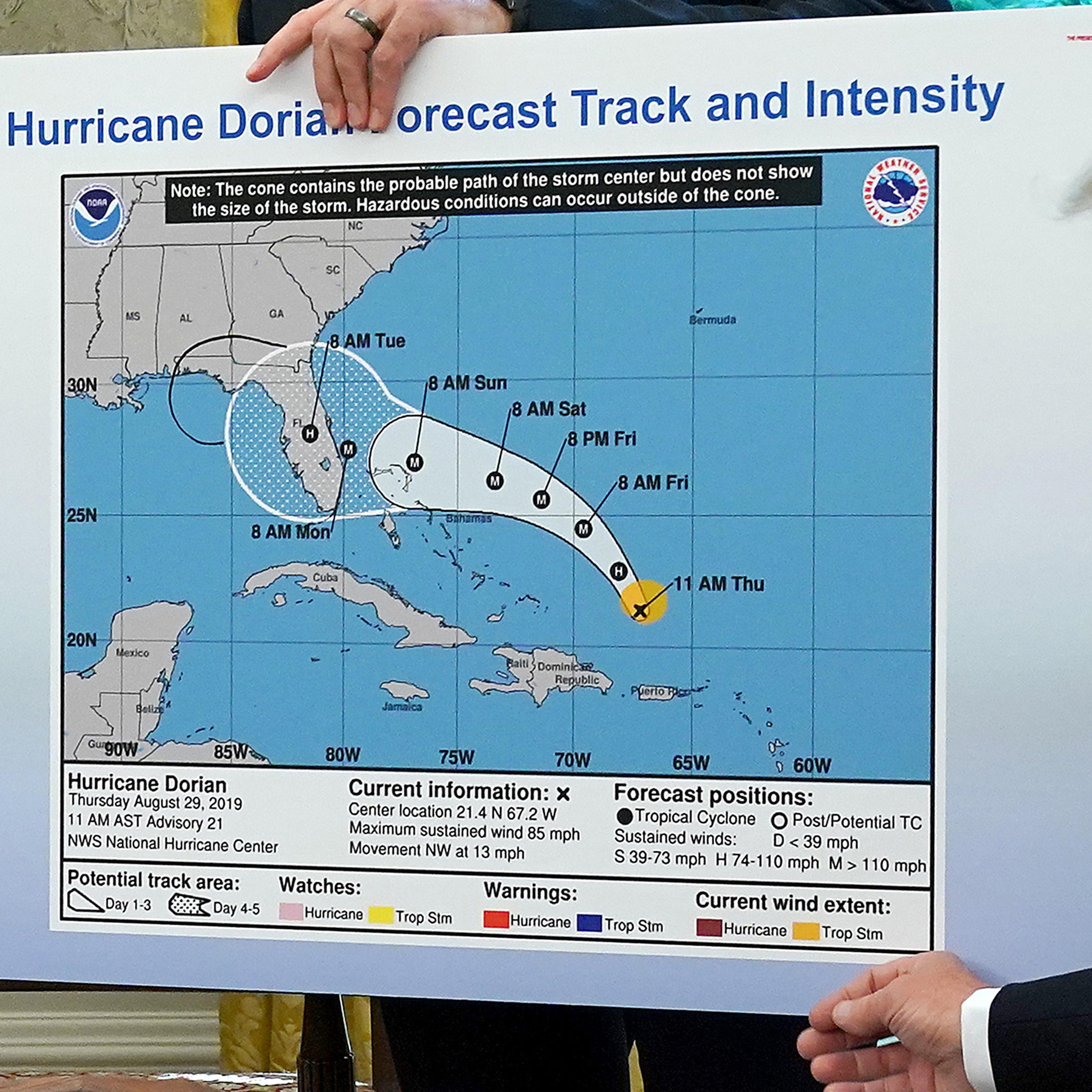President Trump Receives Briefing On Hurricane Dorian At White House