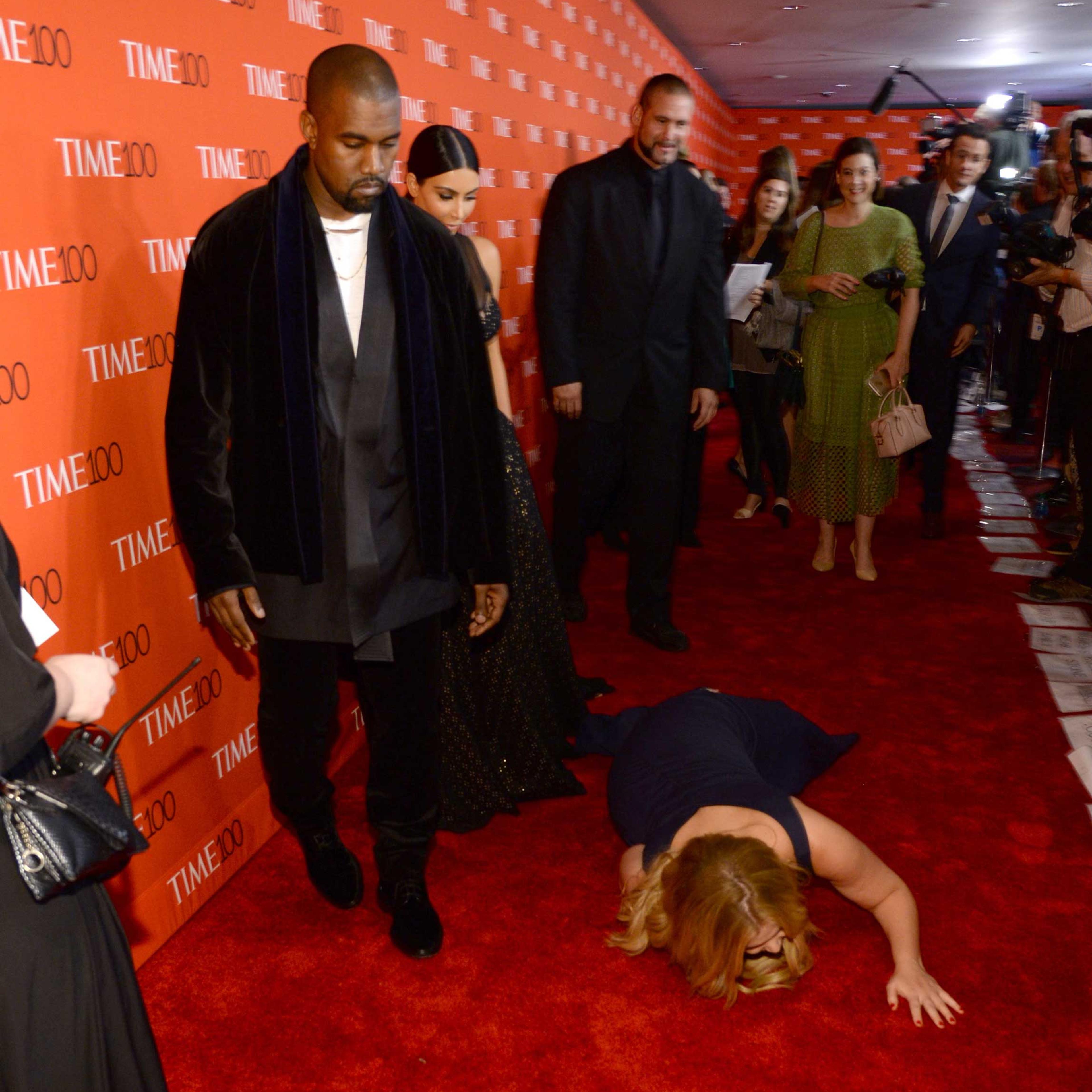 Kanye West, Kim Kardashian West and Amy Schumer attend the TIME 100 Gala at Lincoln Center in New York City on April 21, 2015.